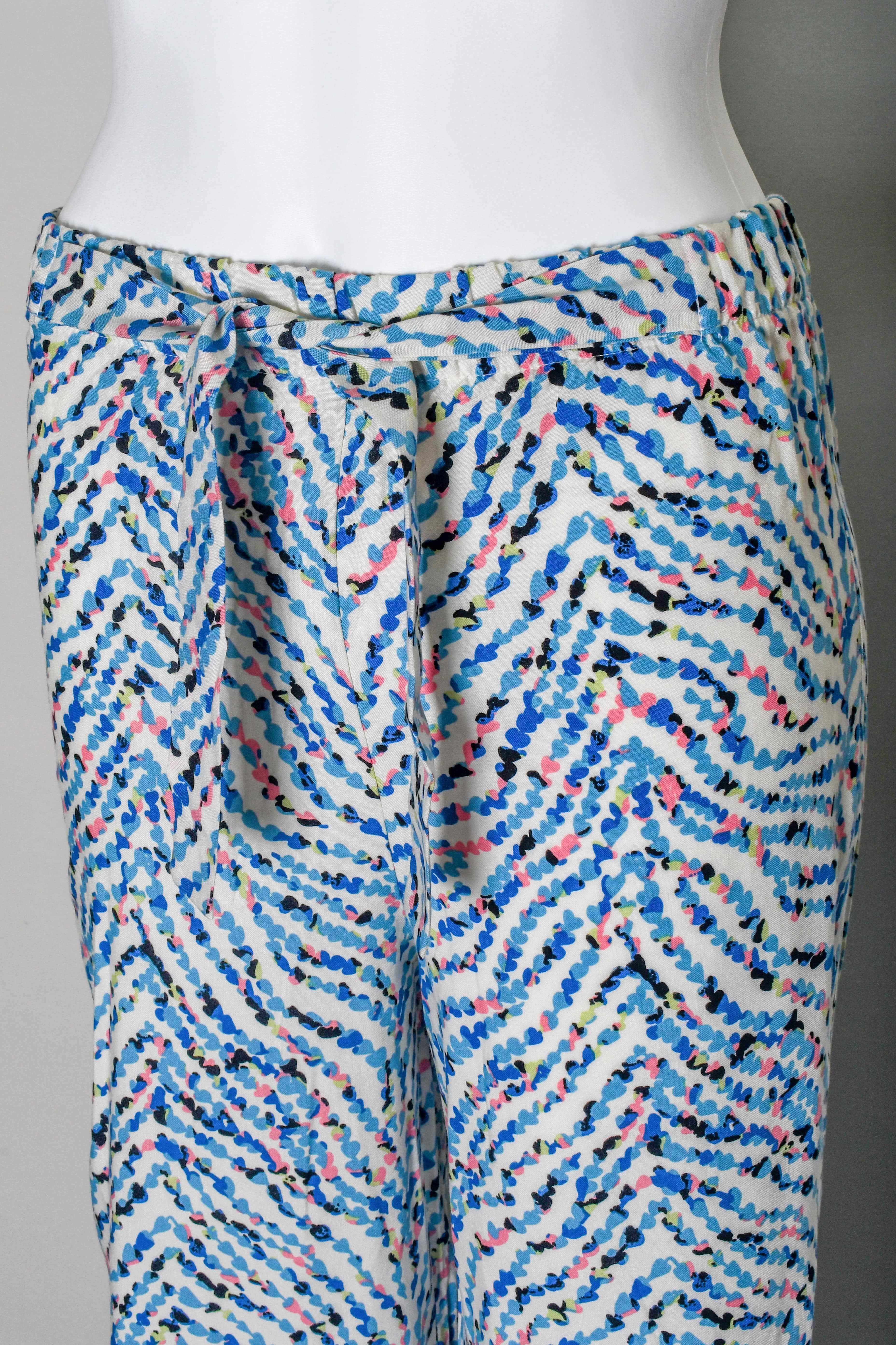 RM-015 Woman Blue Patterned Cotton Pants