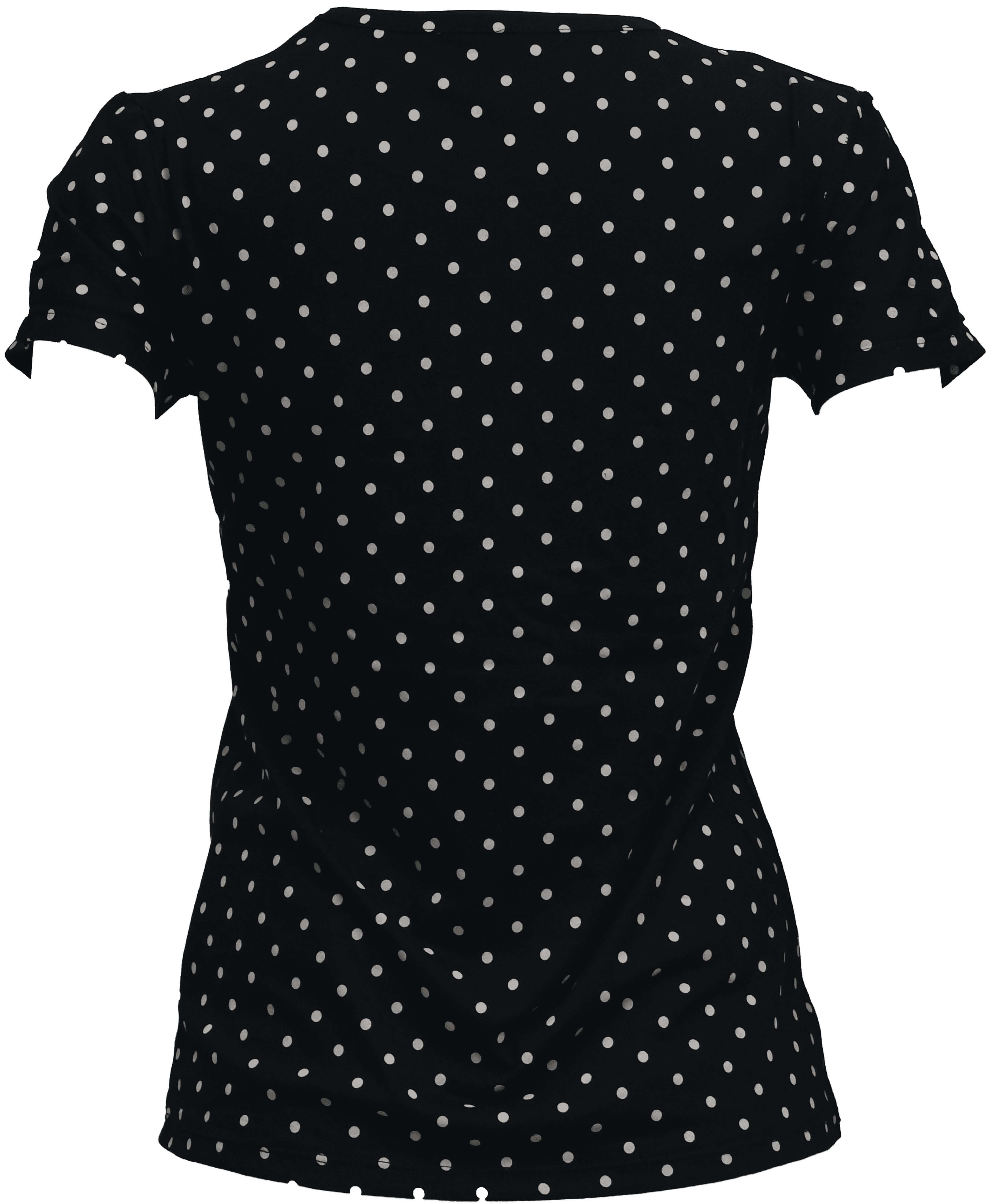 ER-009 Woman Black Slim Fit T-Shirt with White Spotted