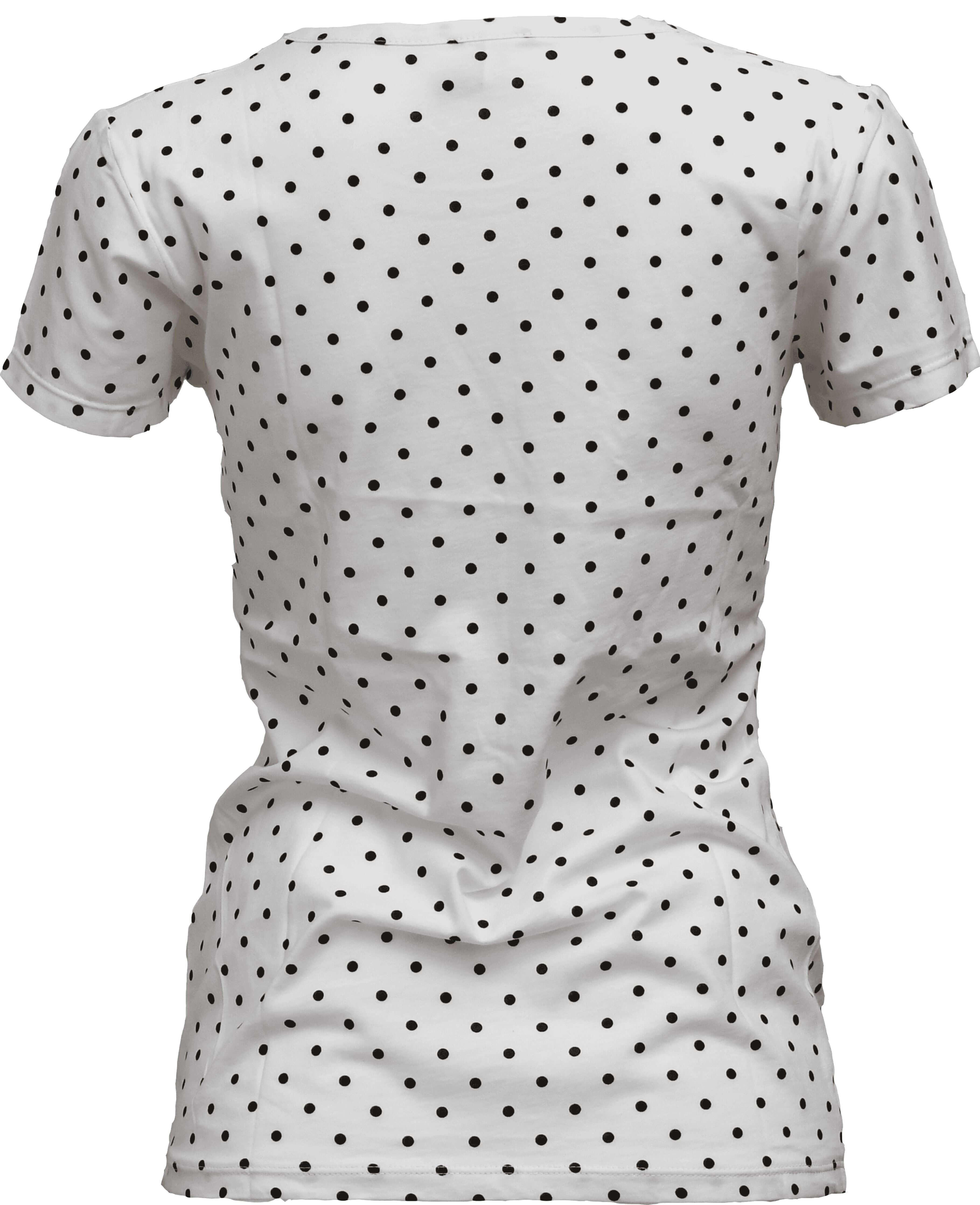 ER-008 Woman White Slim Fit T-Shirt with Black Spotted