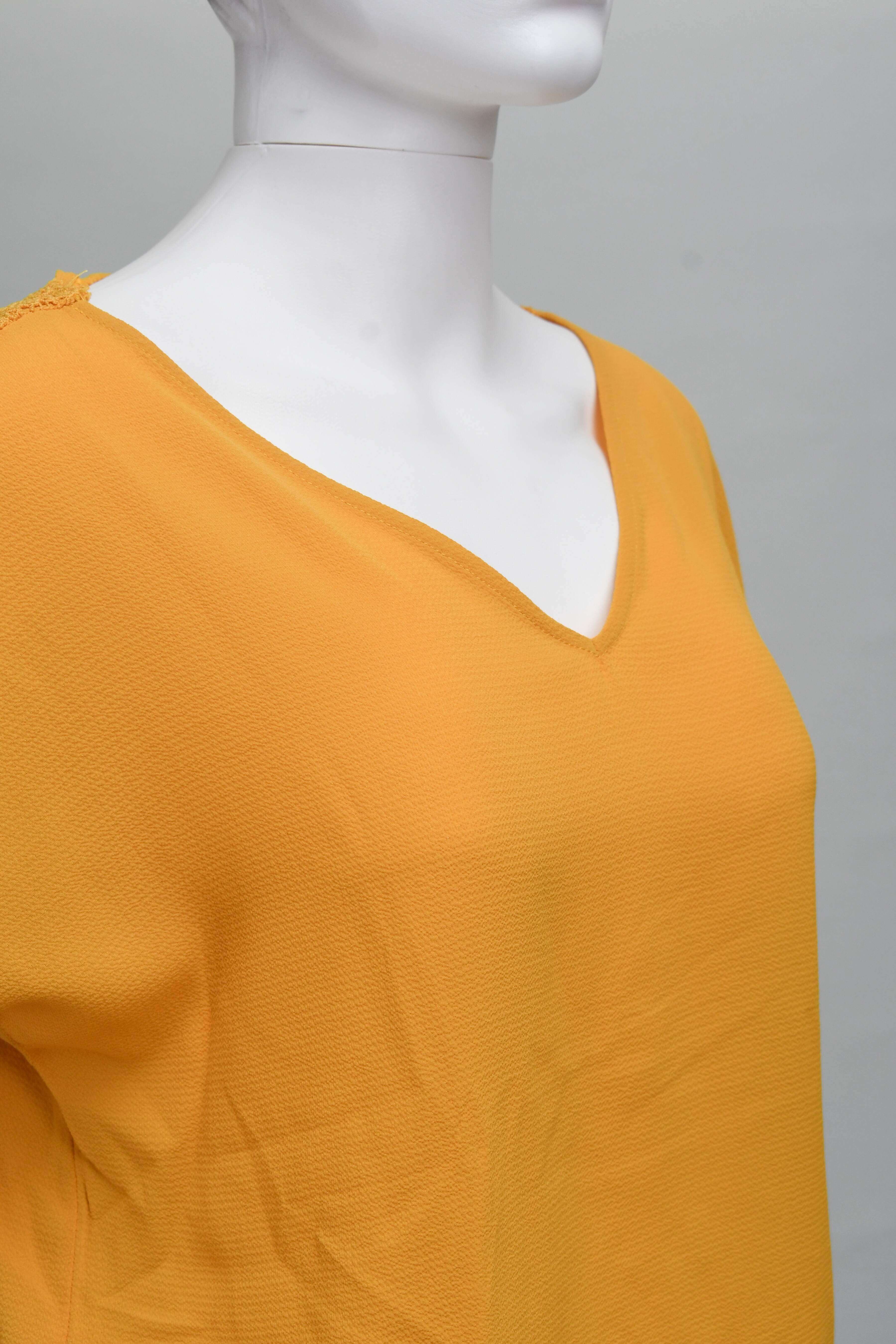 ER-006 Woman Orange Wide Fit Blouse with Back Rope Detail