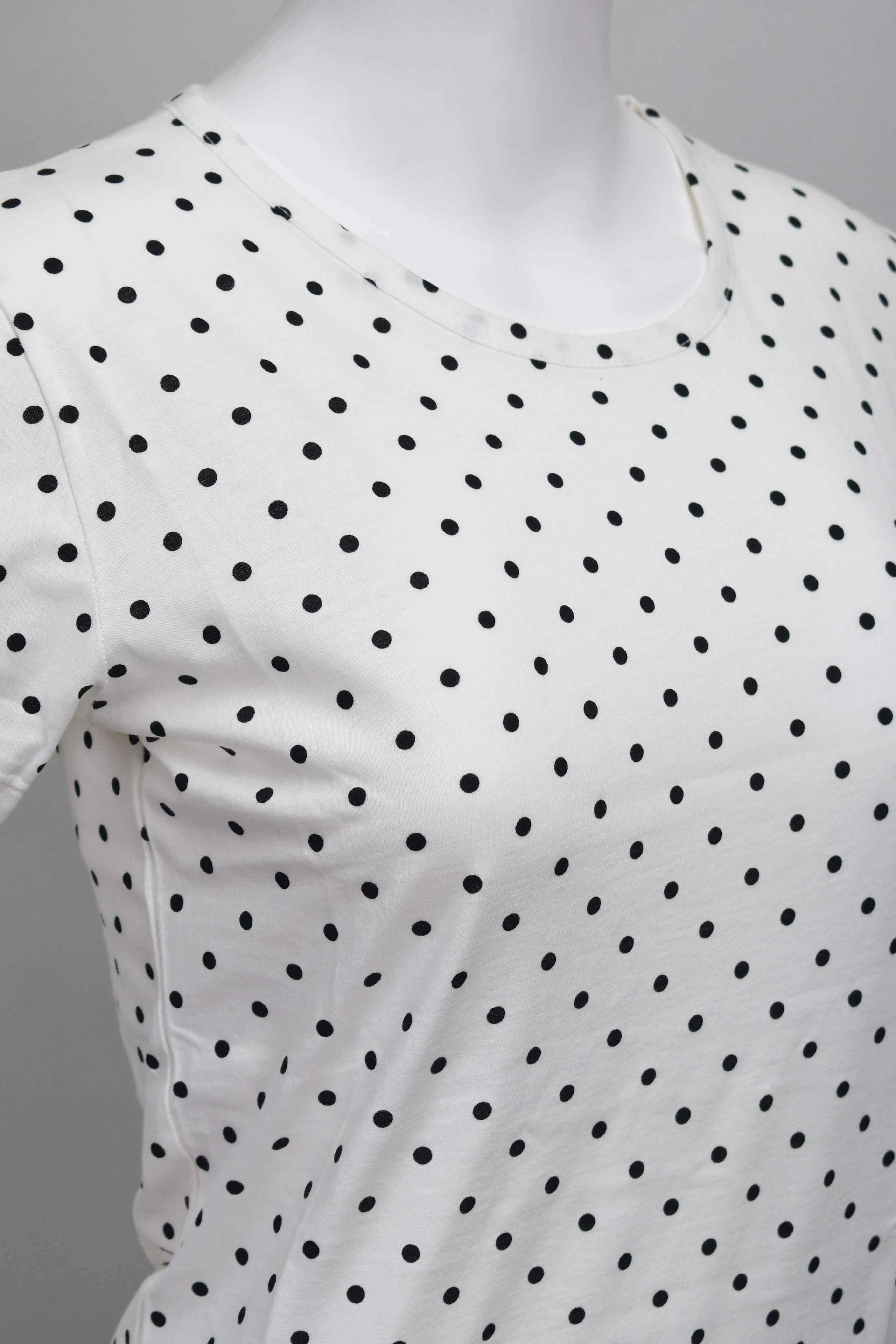 ER-008 Woman White Slim Fit T-Shirt with Black Spotted