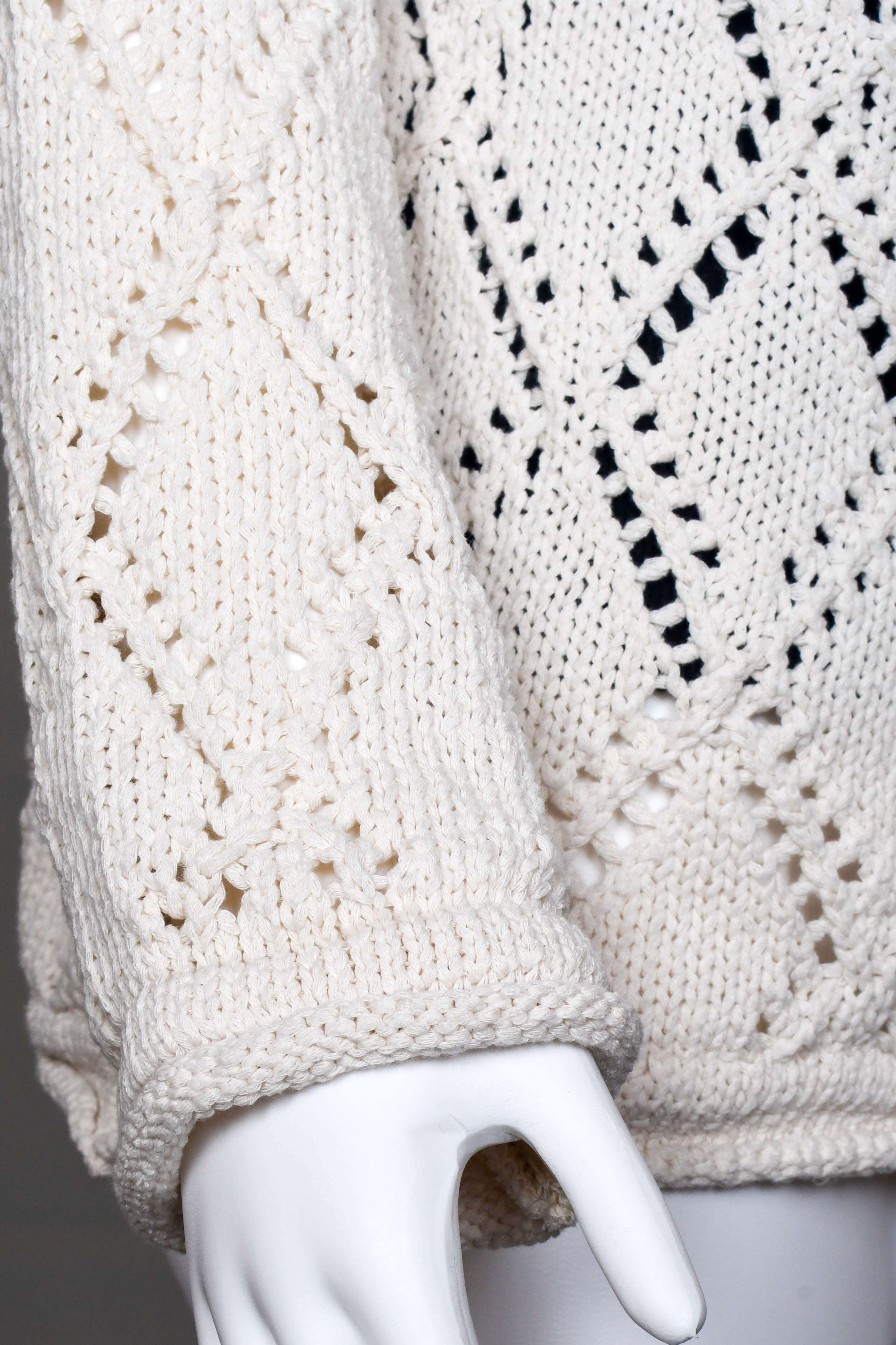 RM-022 Woman Cream Diamond Knit Oversize Blouse 