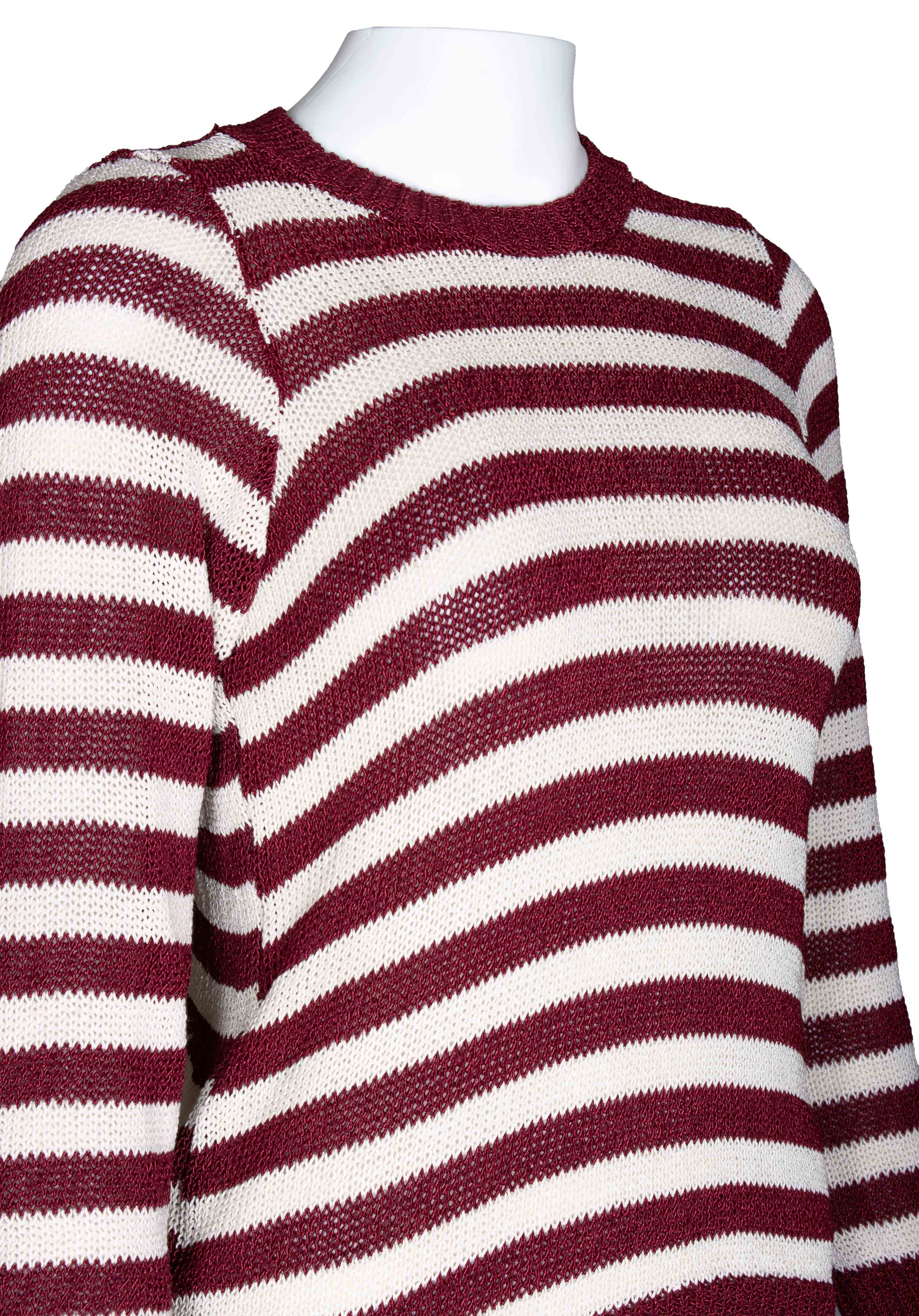 RM-060 Woman Burgundy Sweater with White Stripe Details