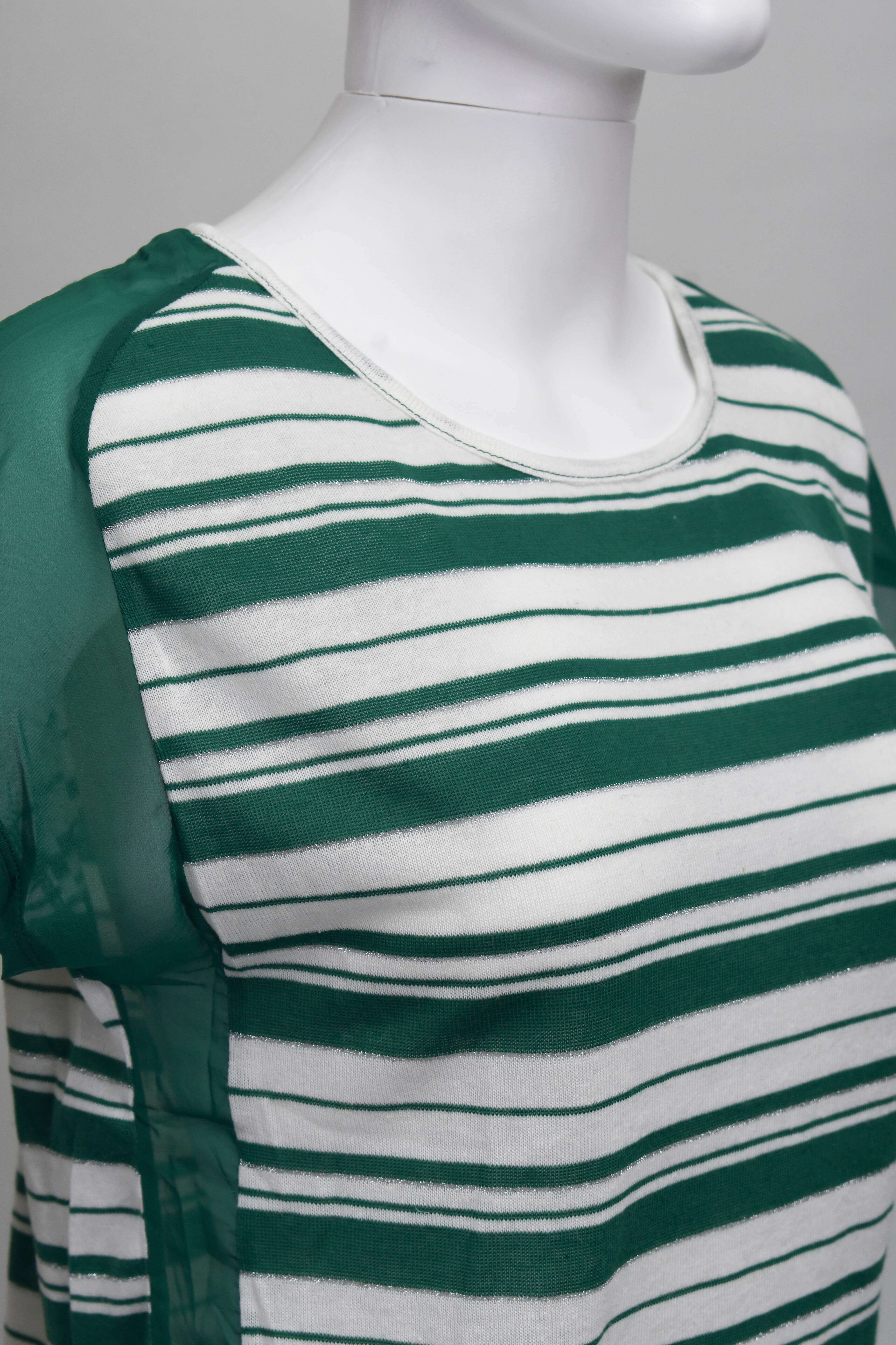 ER-005 Woman Grey & White Striped Wide Fit Blouse