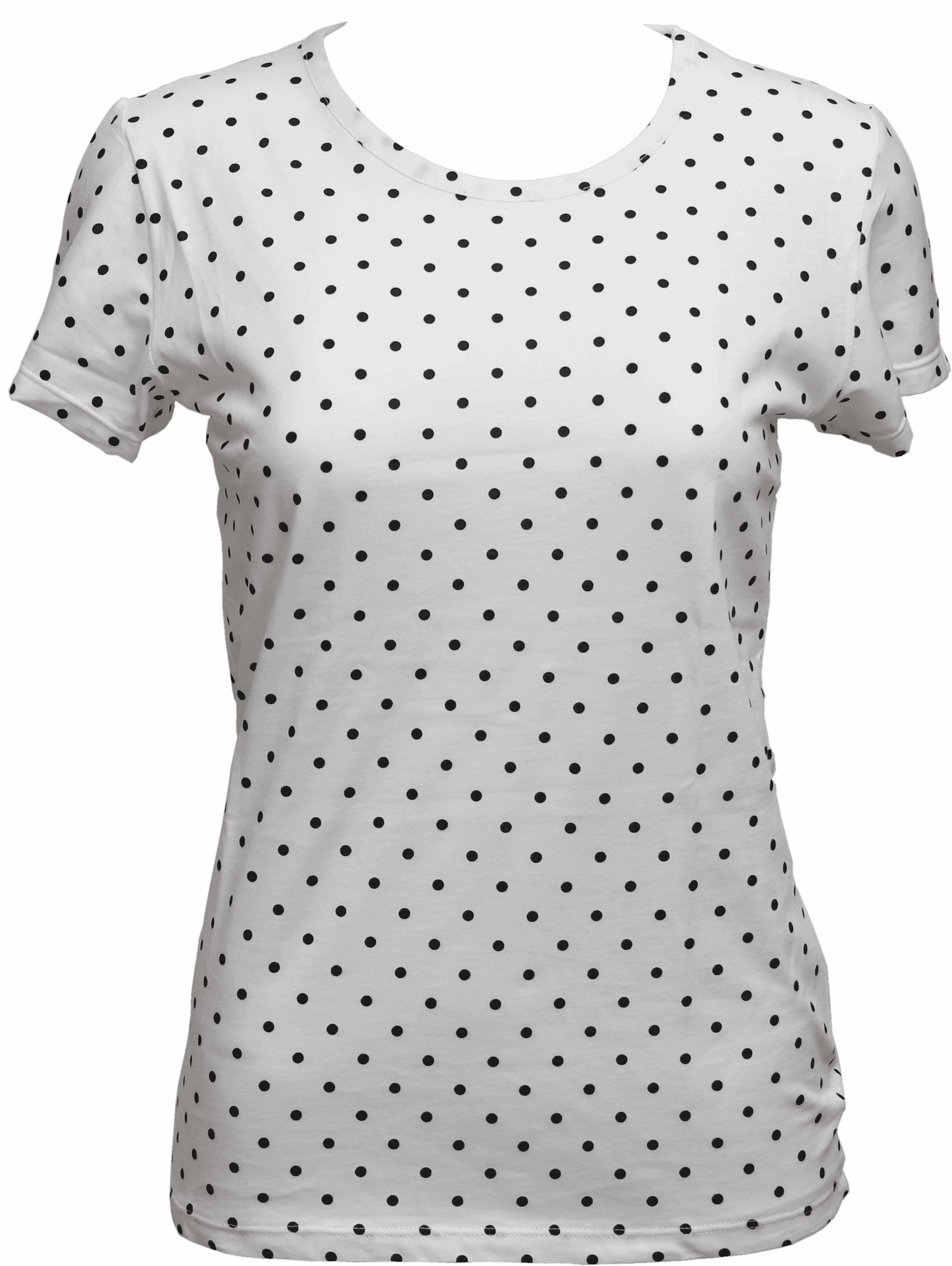 ER-008 Woman White Slim Fit T-Shirt with Black Spotted