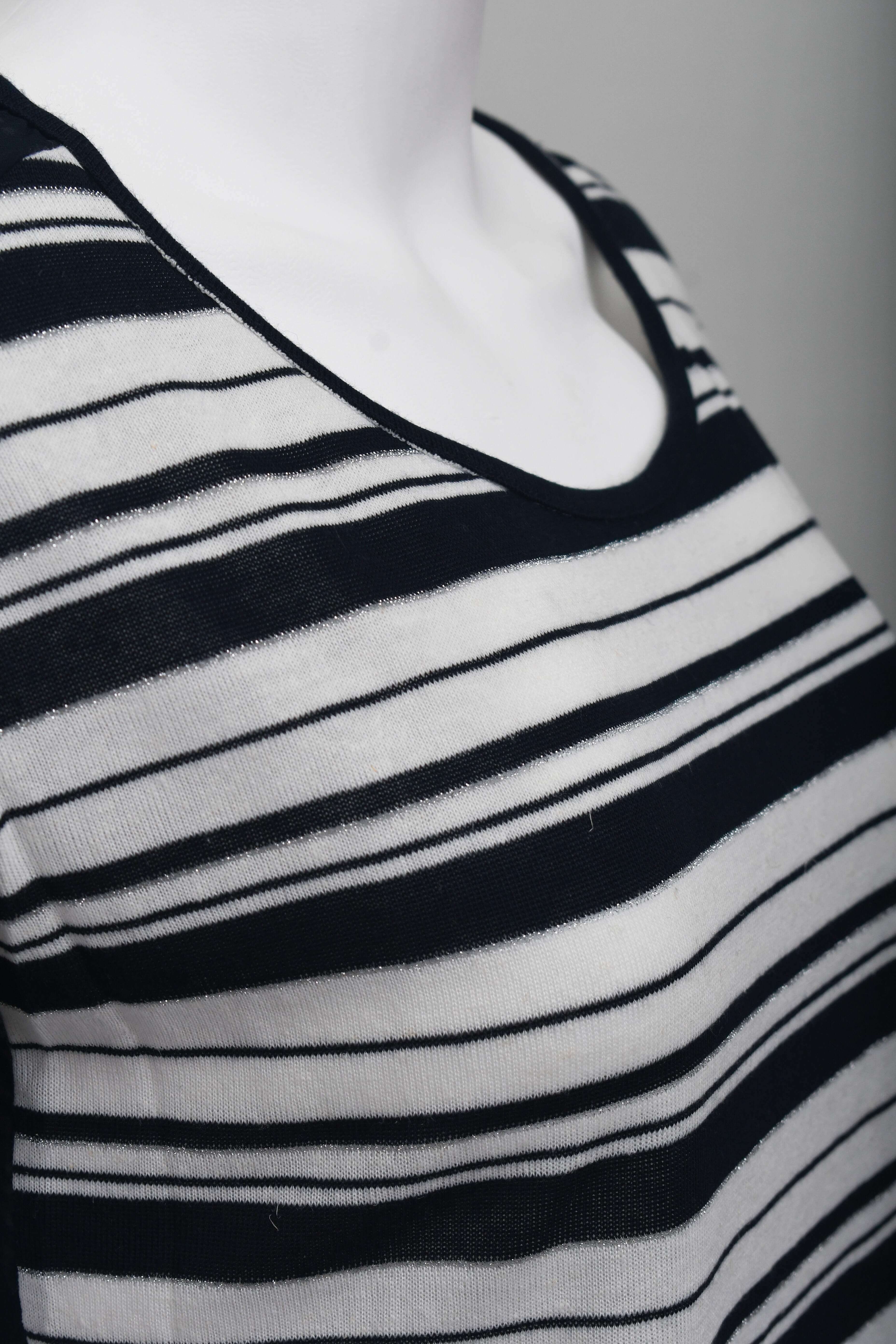 ER-004 Woman Black & White Striped Wide Fit Blouse