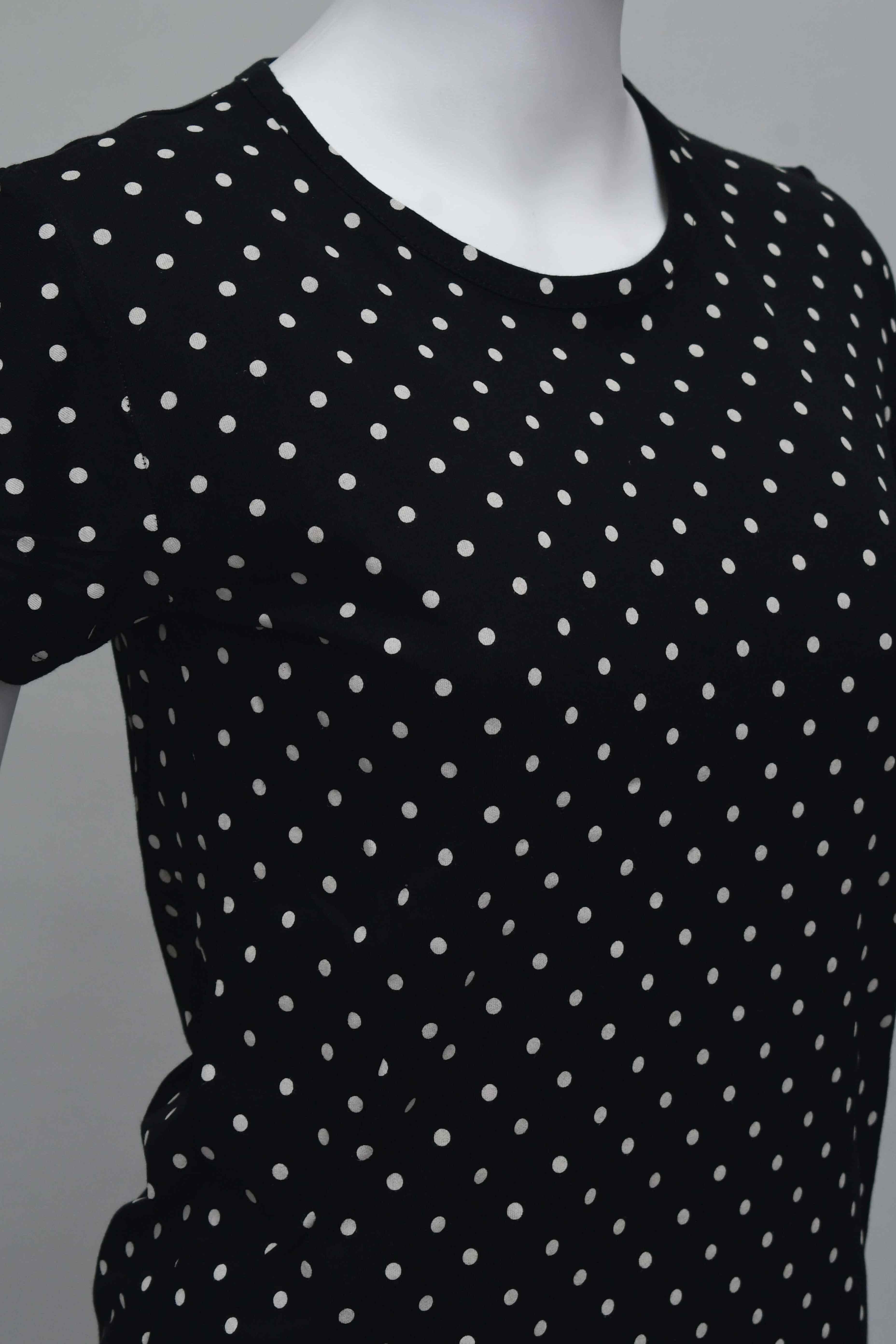 ER-009 Woman Black Slim Fit T-Shirt with White Spotted