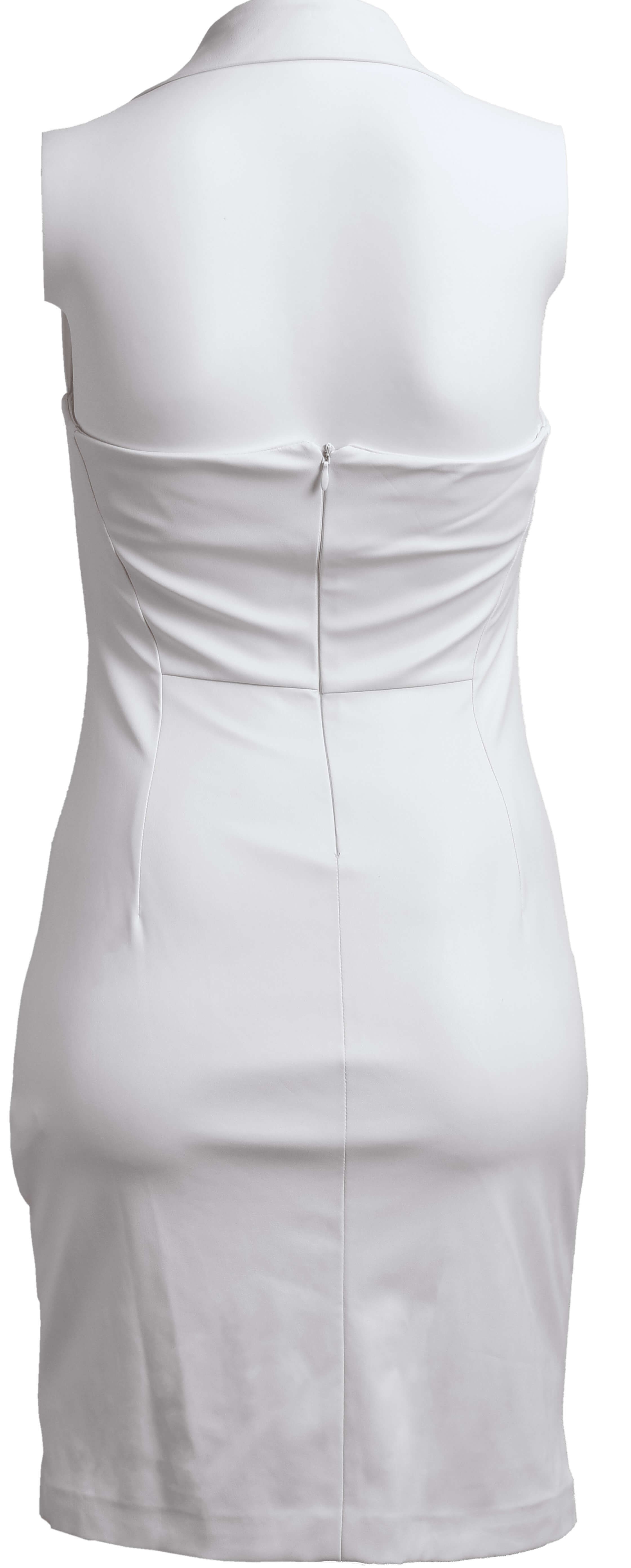 RM-002 Woman Cream Vegan Leather Mini Dress 