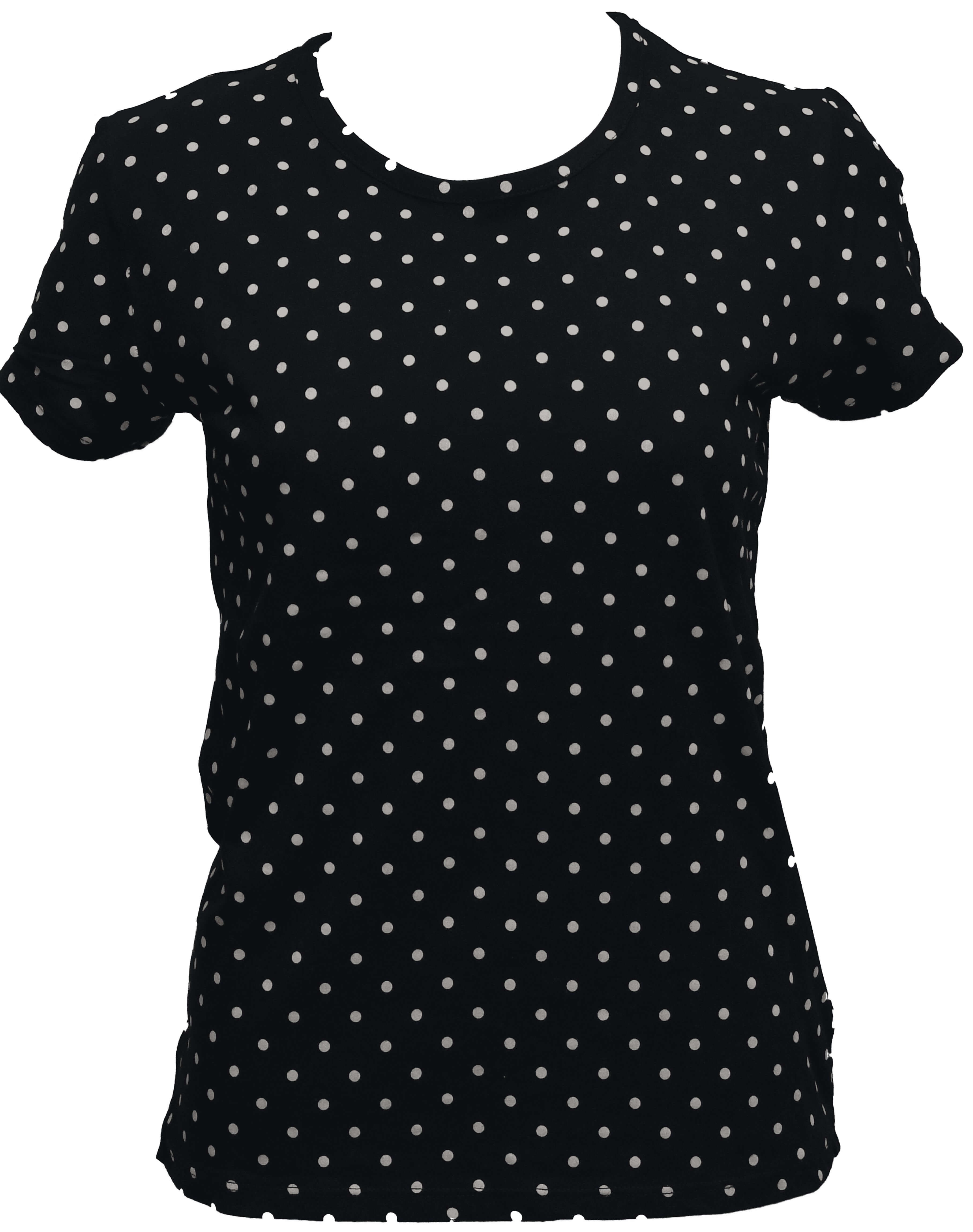 ER-009 Woman Black Slim Fit T-Shirt with White Spotted