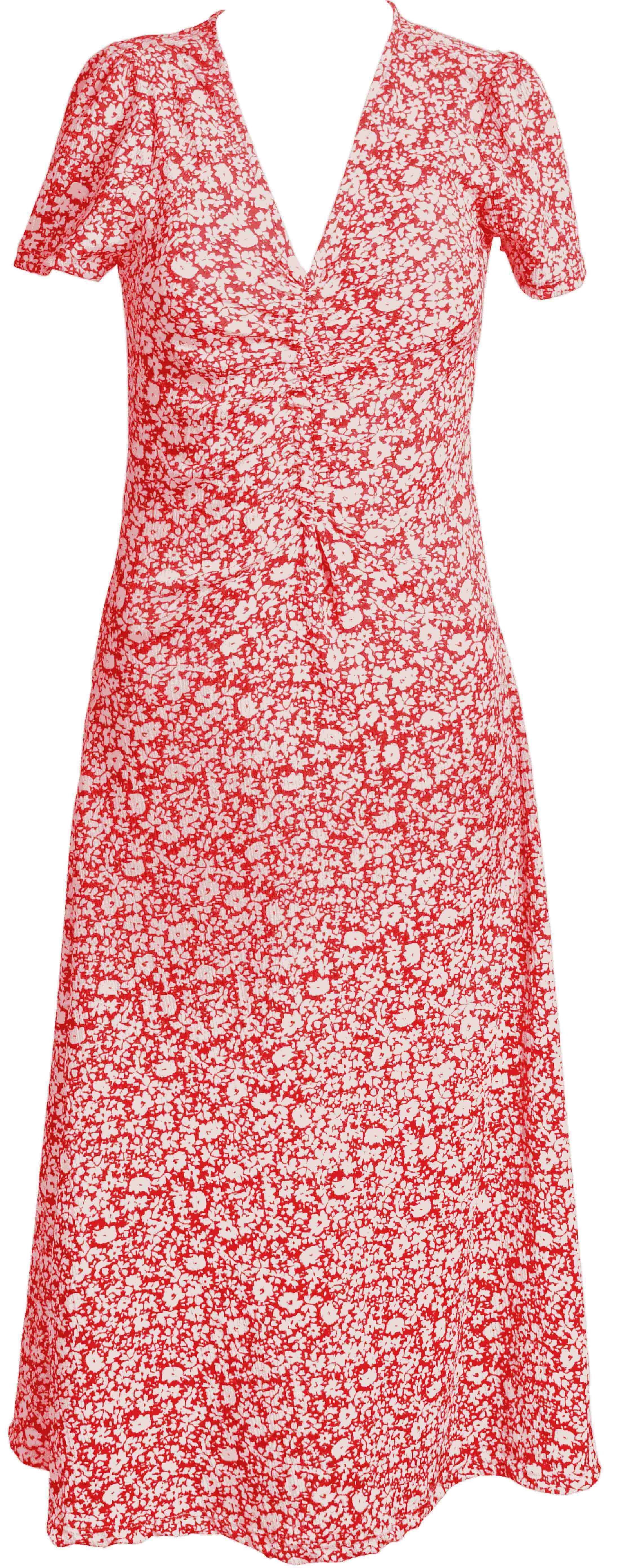 RM-006 Woman Red Dress with Flower Pattern 