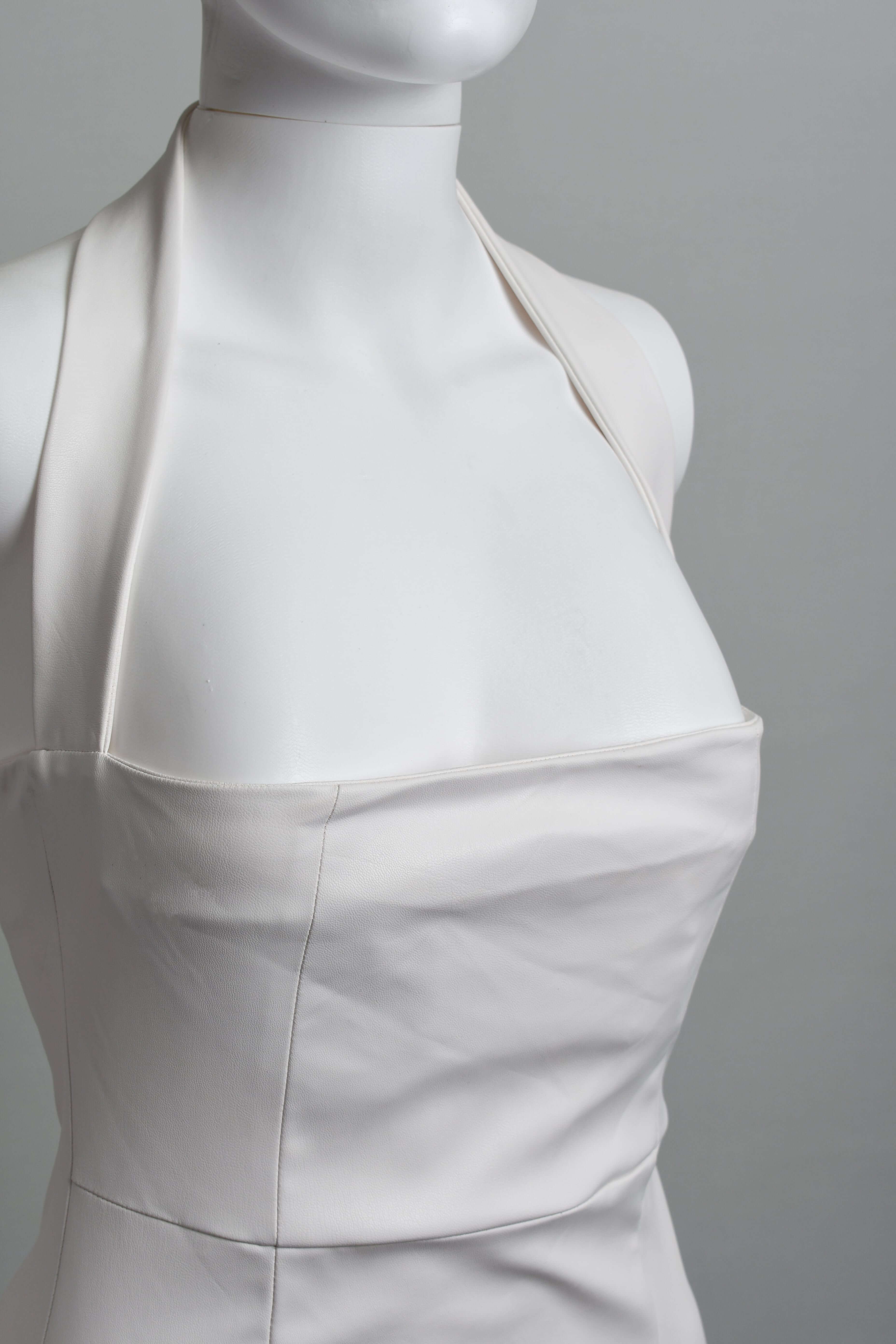 RM-002 Woman Cream Vegan Leather Mini Dress 