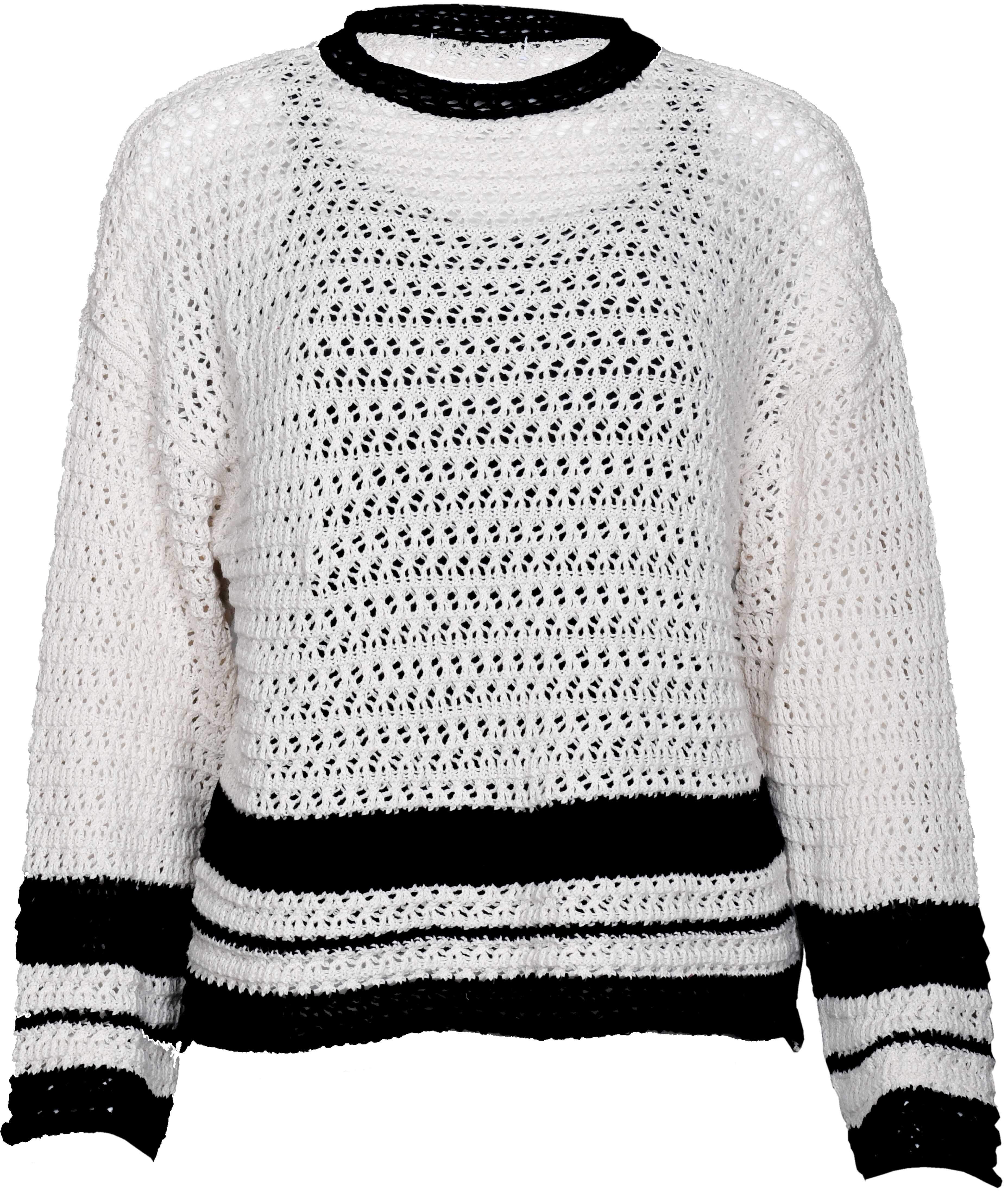 RM-023 Woman Cream Oversize Knit Blouse with Black Details