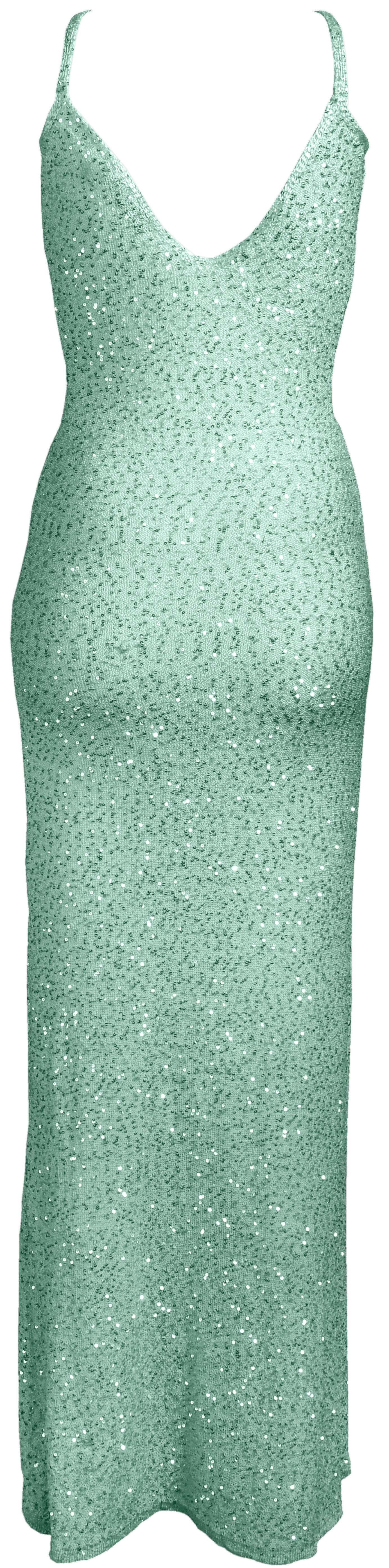RM-008 Woman Green Sequined Knit Dress
