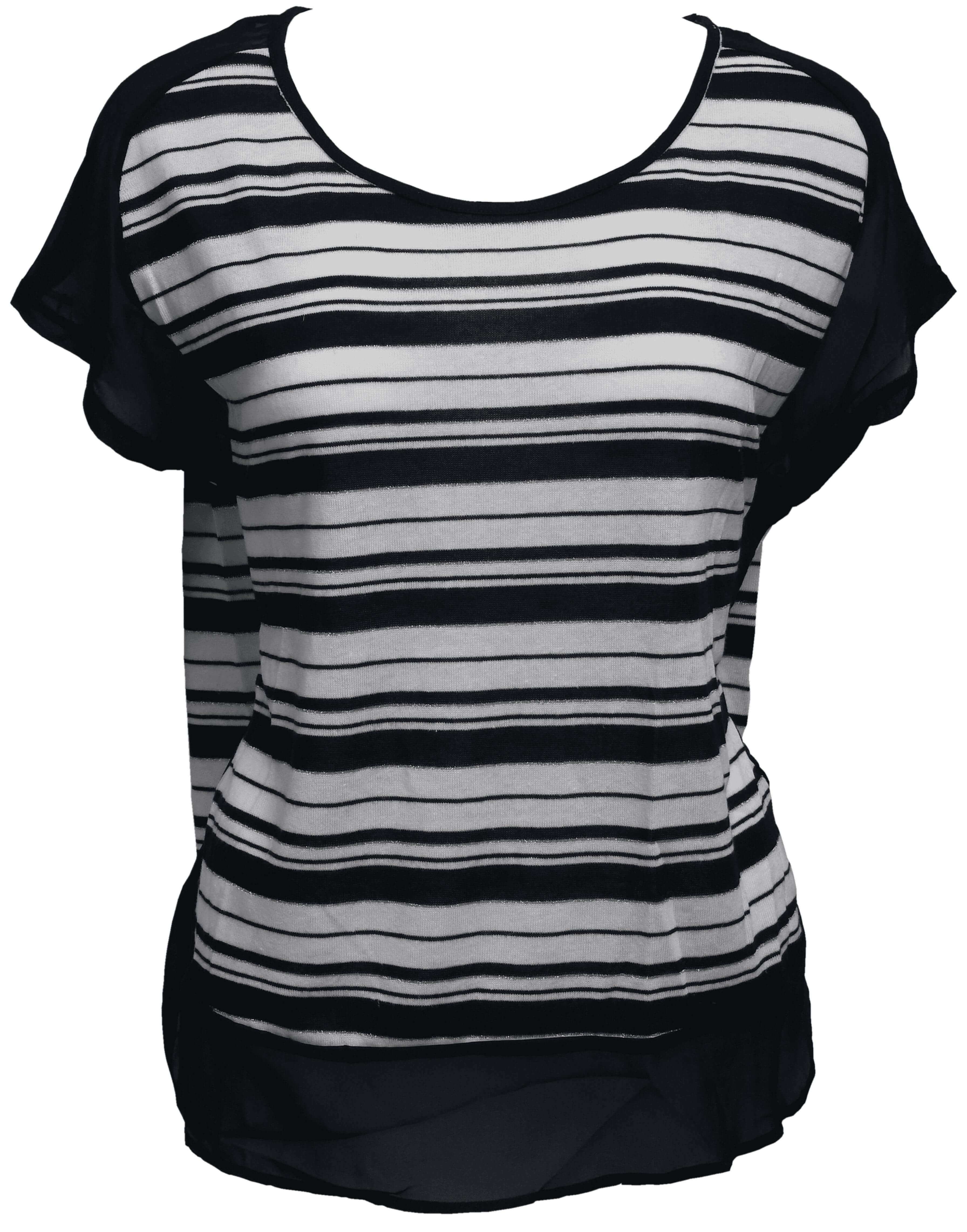 ER-004 Woman Black & White Striped Wide Fit Blouse