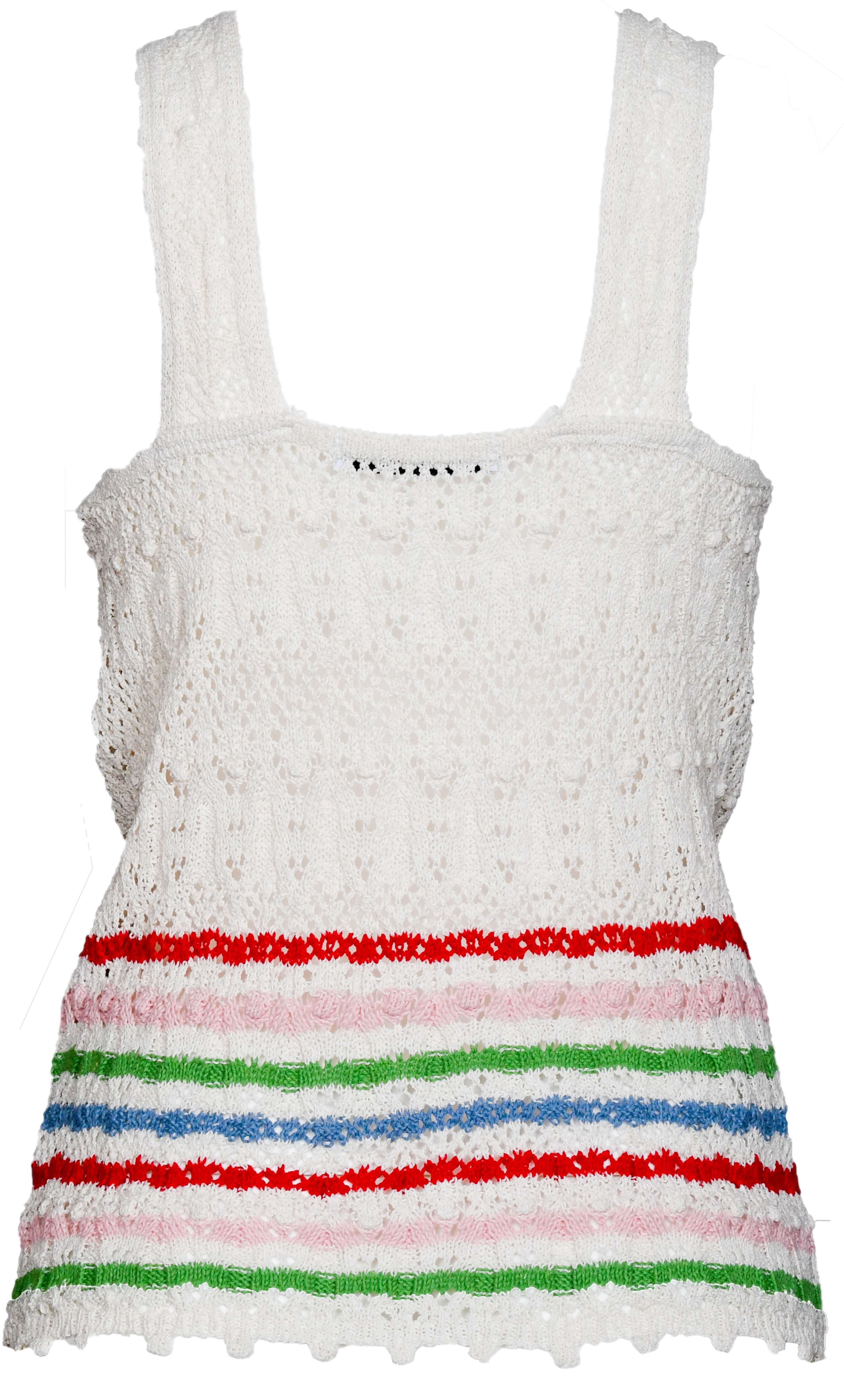 RM-025 Woman Cream Knit Blouse with Colored Lines Details