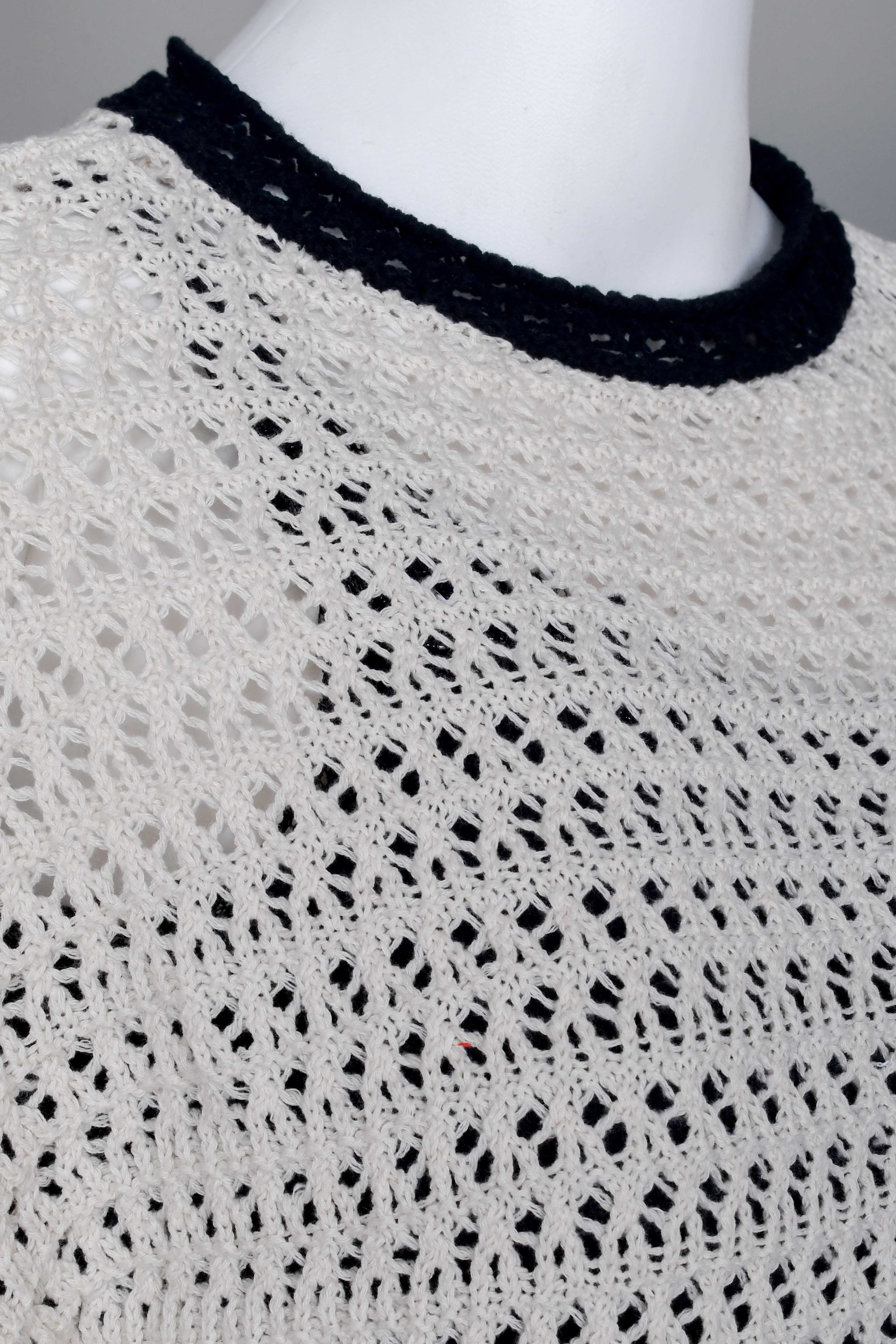 RM-023 Woman Cream Oversize Knit Blouse with Black Details