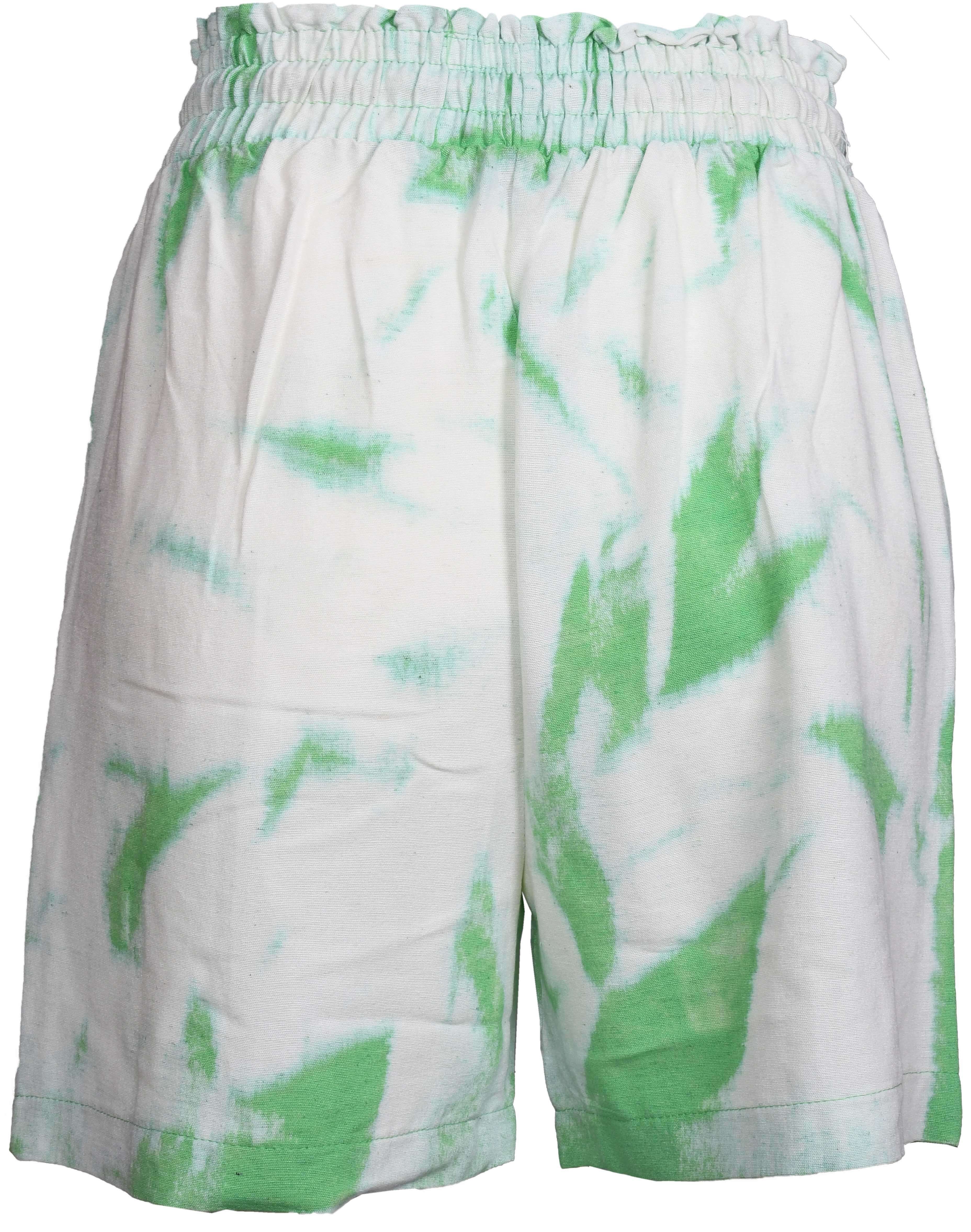RM-041 Woman White with Green Patterned Cotton Shorts