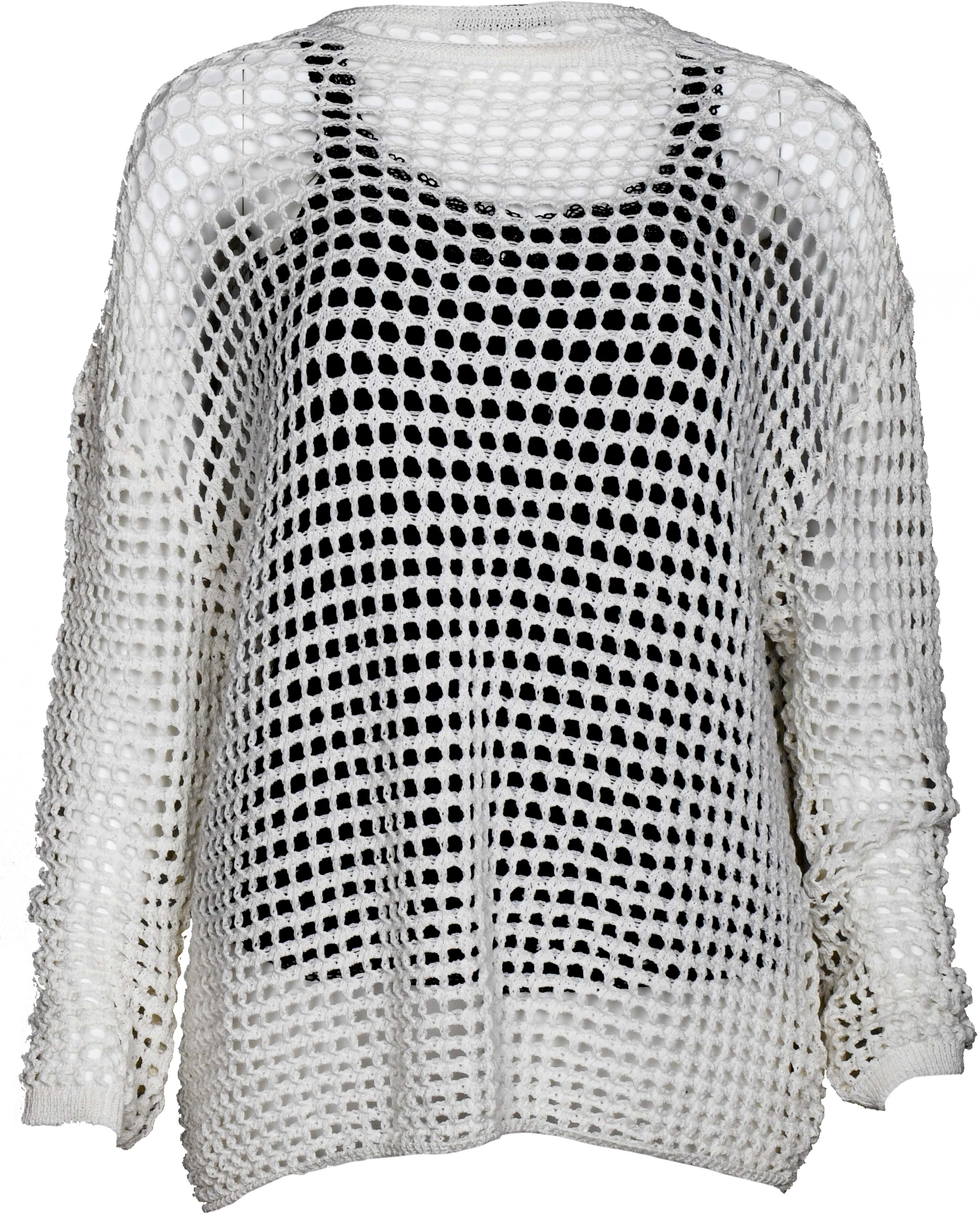 RM-021  Woman Cream Overize Fishnet Blouse 