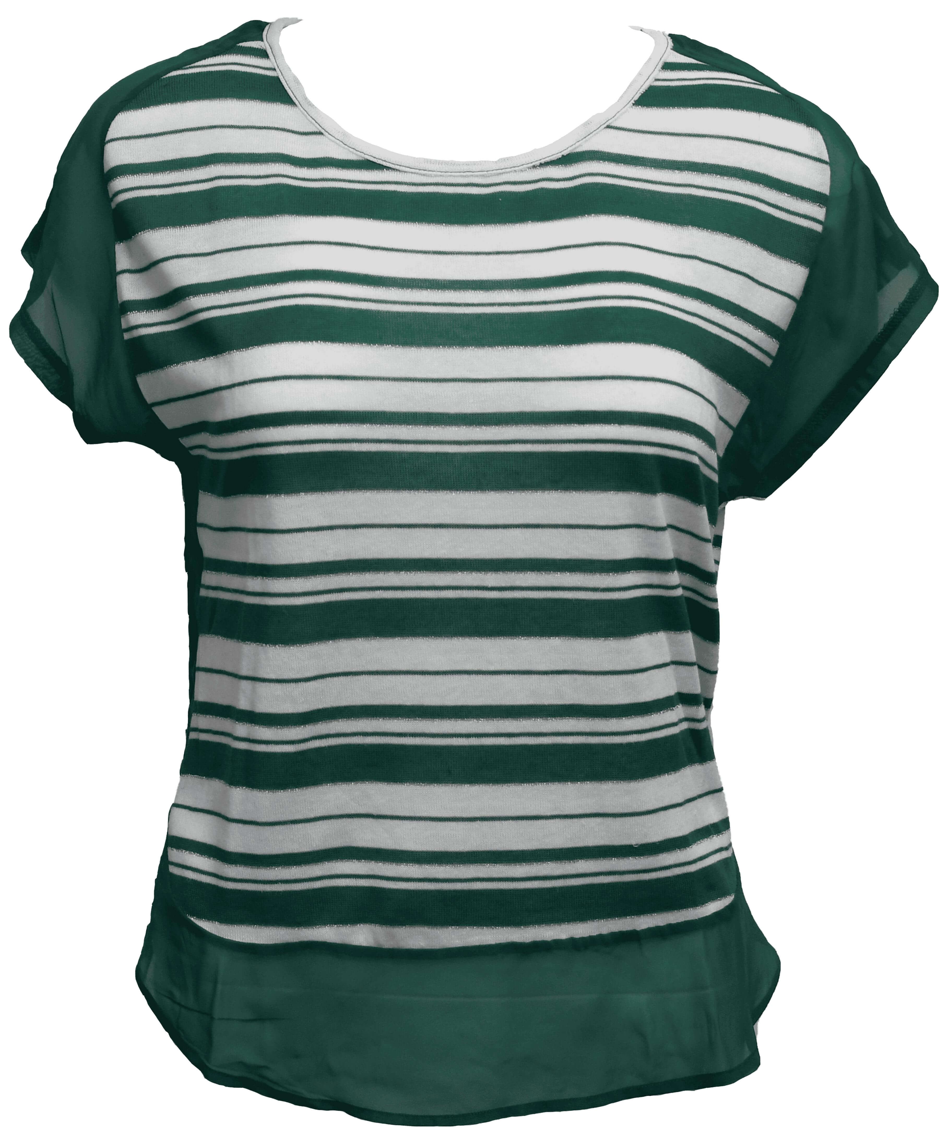 ER-005 Woman Grey & White Striped Wide Fit Blouse