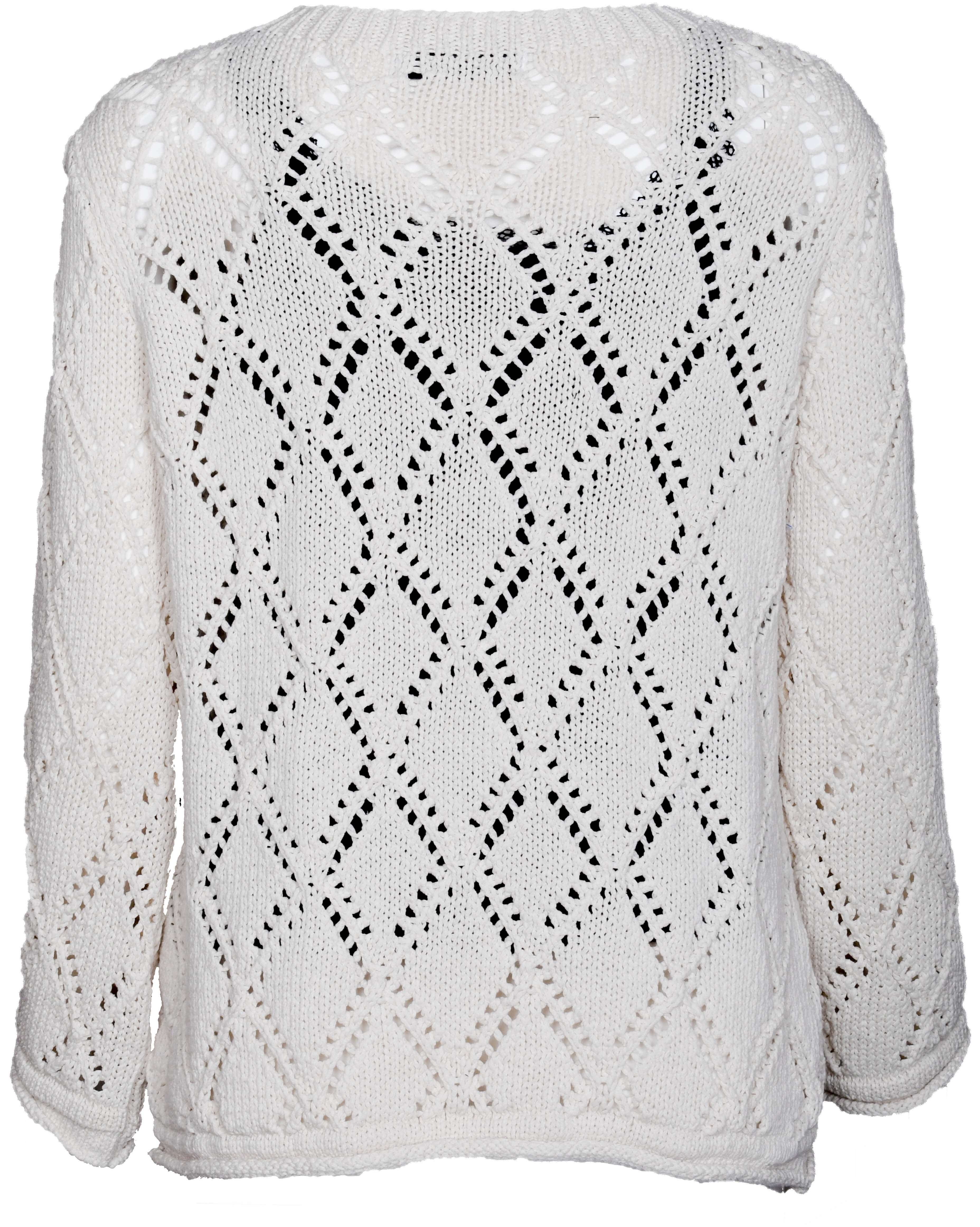 RM-022 Woman Cream Diamond Knit Oversize Blouse 