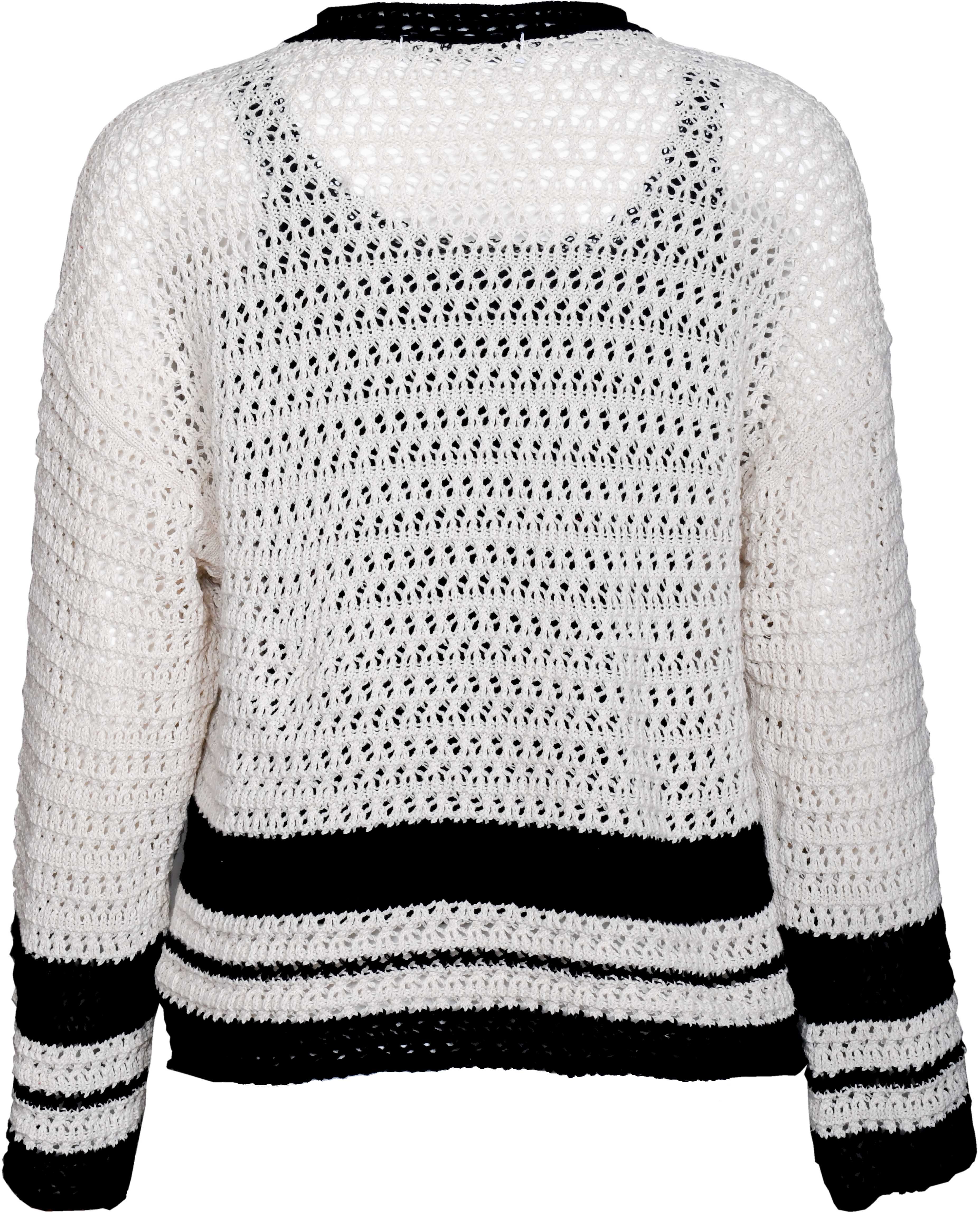 RM-023 Woman Cream Oversize Knit Blouse with Black Details