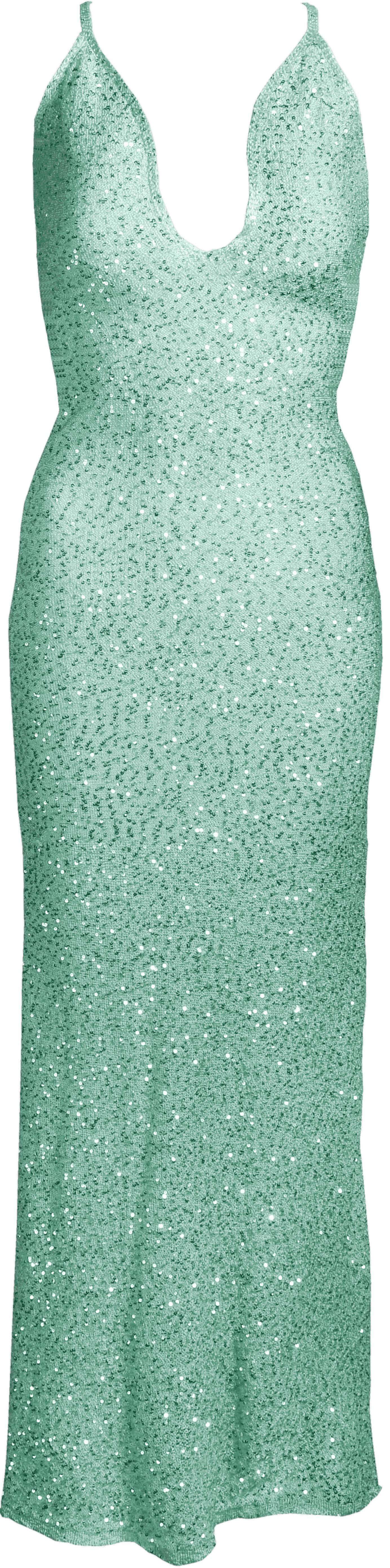 RM-008 Woman Green Sequined Knit Dress
