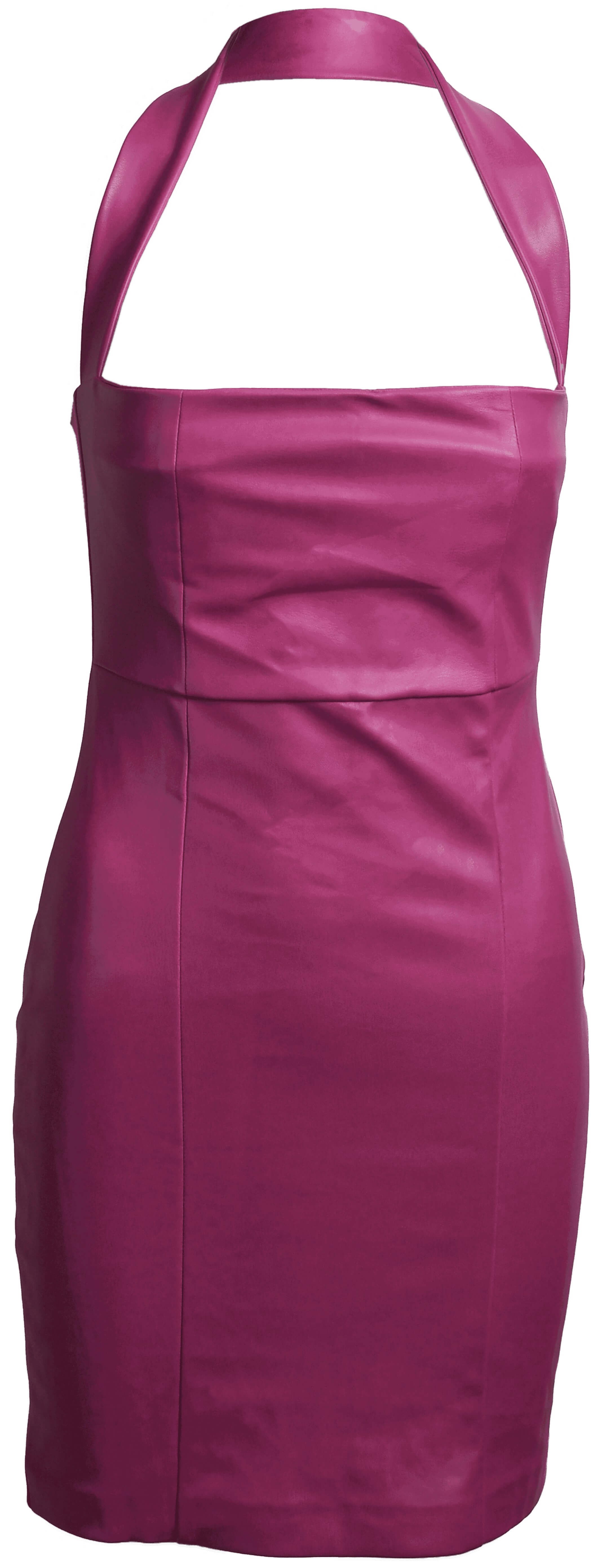 RM-004 Woman Fushia Vegan Leather Mini Dress 