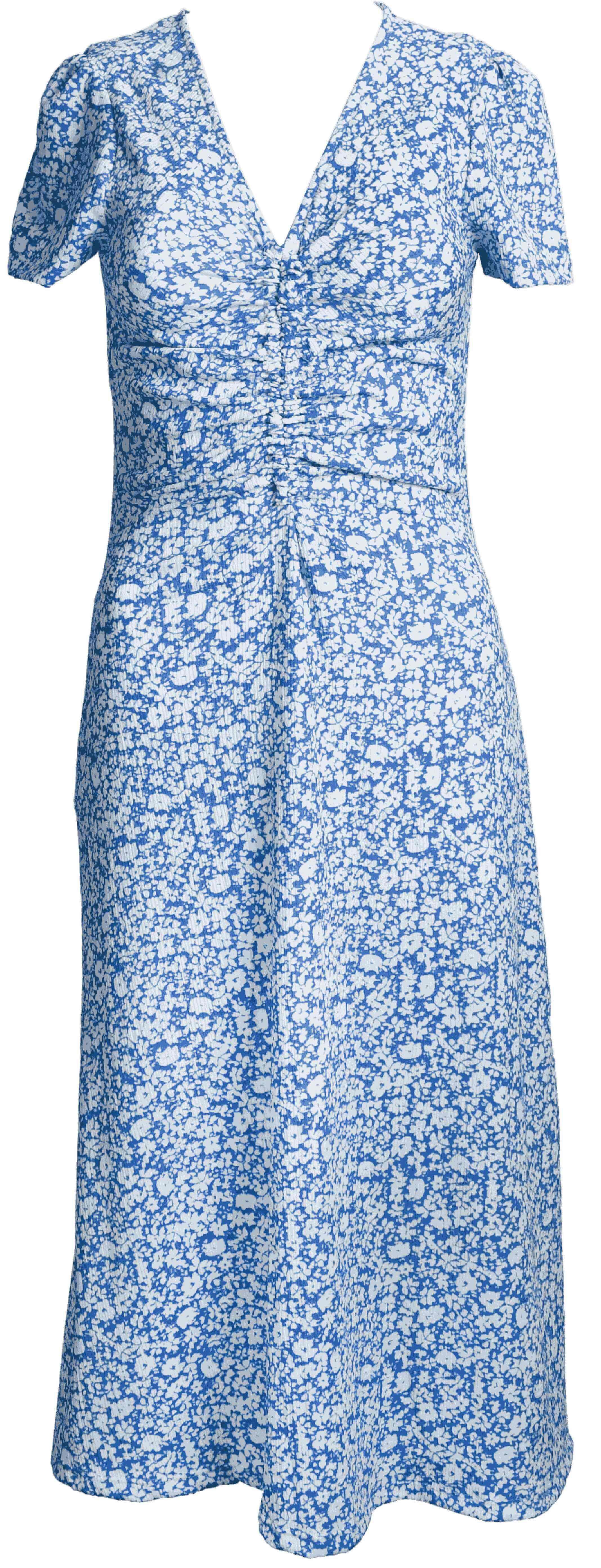 RM-007 Woman Blue Dress with Flower Pattern 
