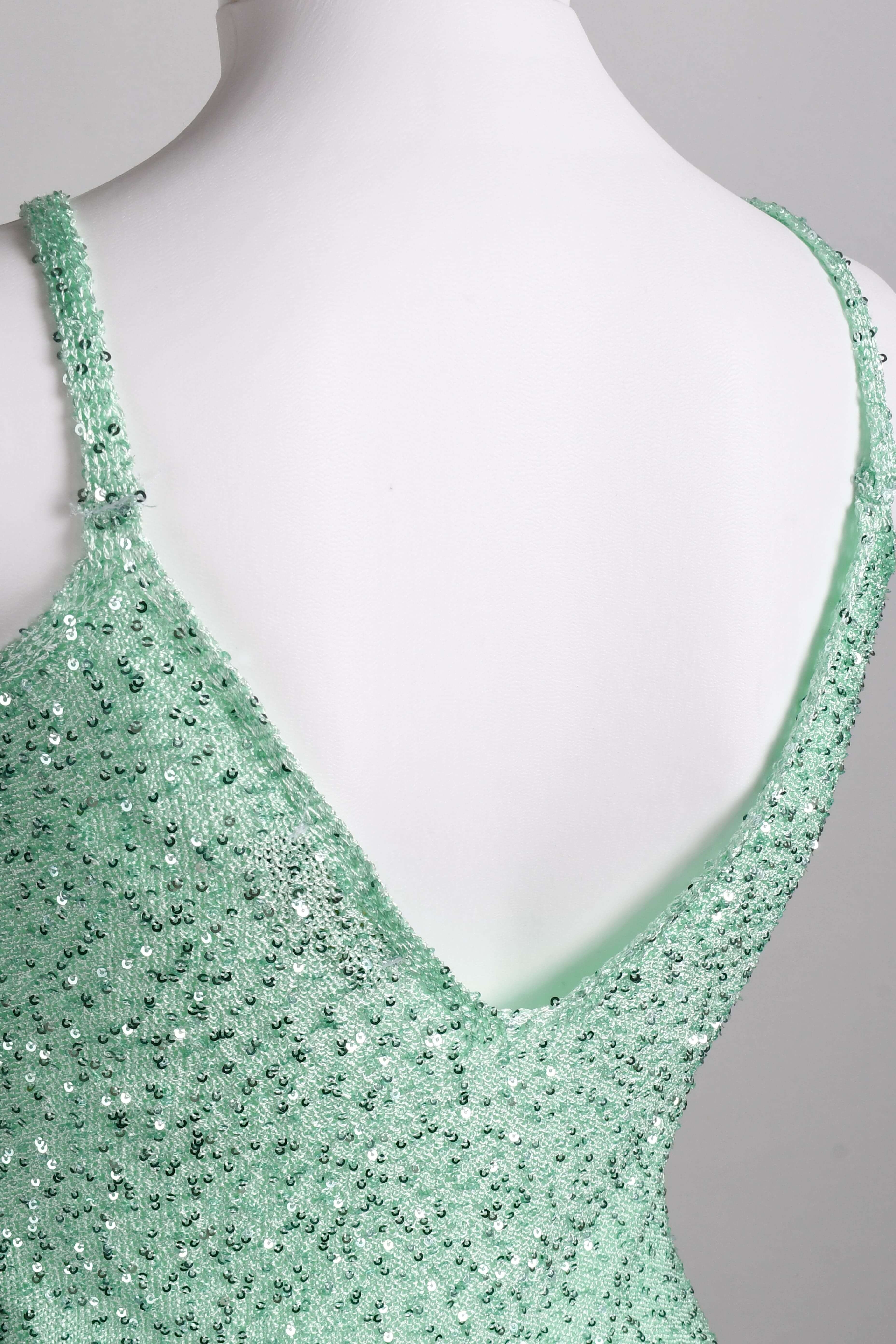 RM-008 Woman Green Sequined Knit Dress