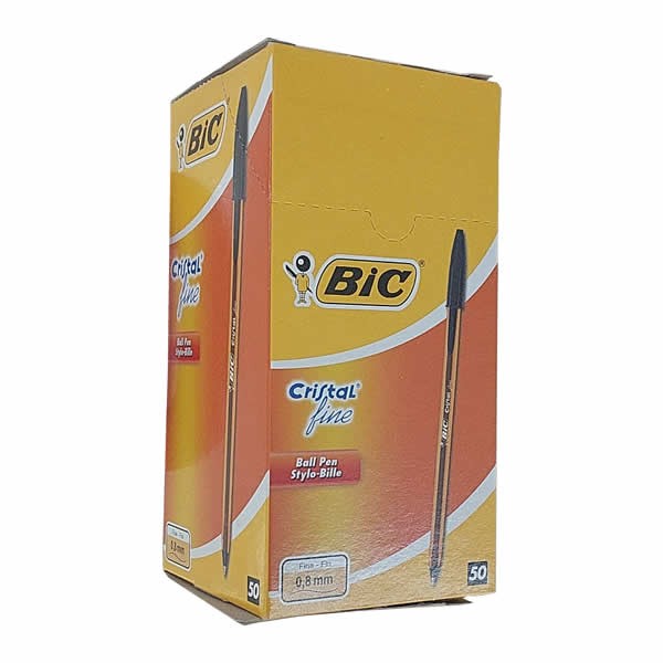 Bic 50 li Cristal Fine Siyah Tükenmez Kalem 