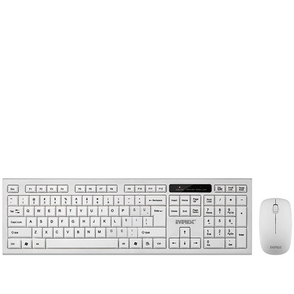 Everest KM-6121 Beyaz Kablosuz Q Slim Klavye Mouse Set