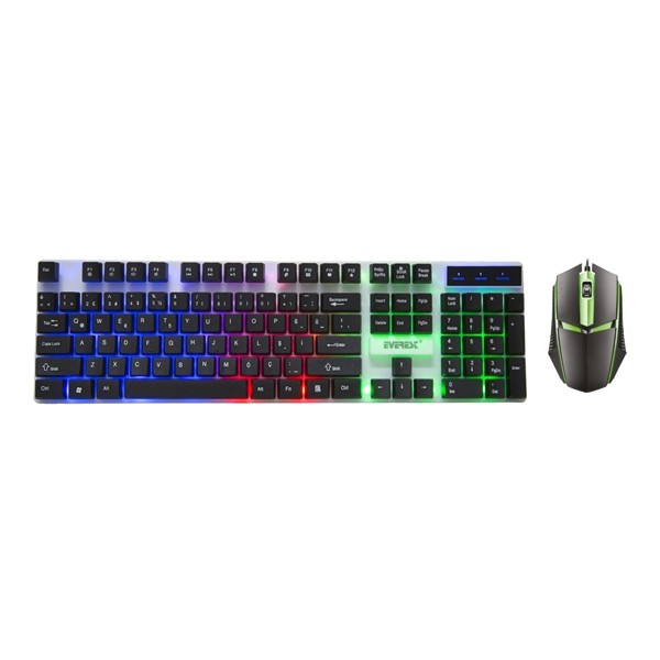 Everest KM-191 Siyah USB Gökkuşağı Gaming Klavye Mouse