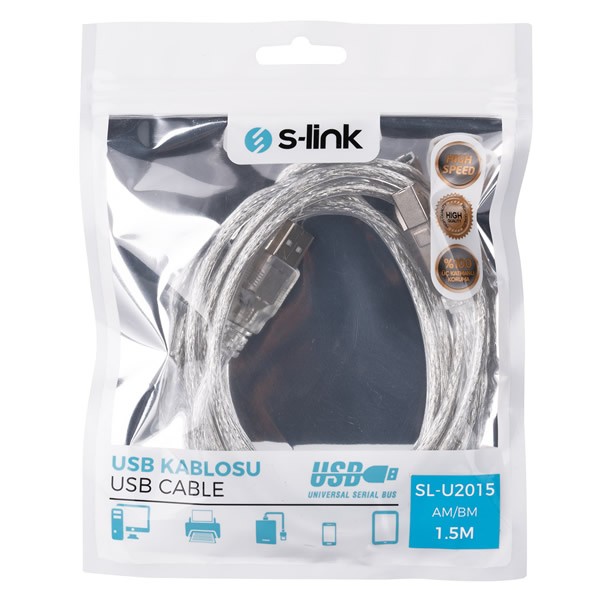 S-Link SL-U2015 1,5 mt 2.0 Usb Yazıcı Kablosu