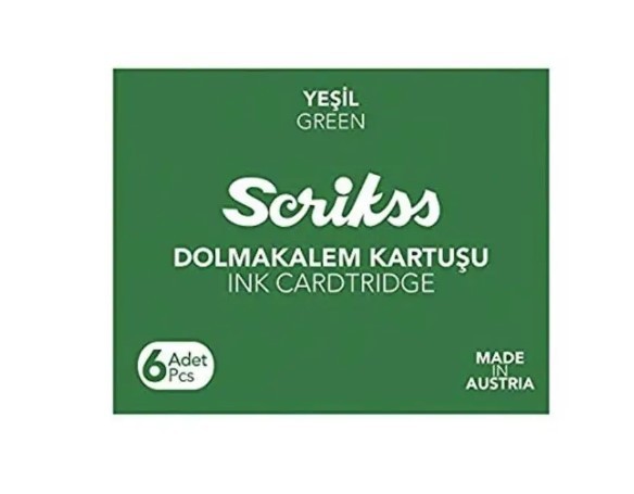 Scrikss 6 lı Yeşil Dolma Kalem Kartuşu