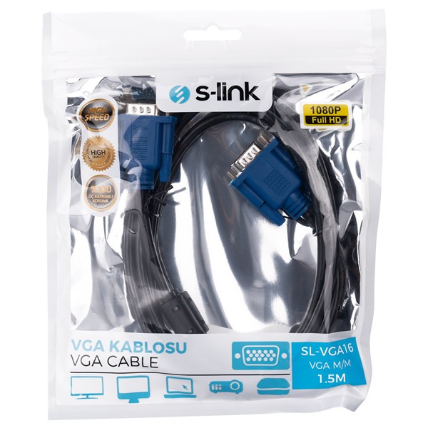 S-Link SL-VGA16 1.5 mt Ekran Kartı E-E Data Kablosu