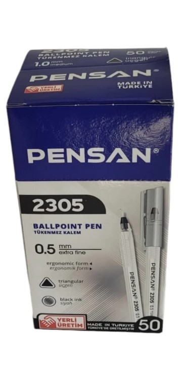 Pensan 2305 0.5mm 50li Üçgen Siyah Tükenmez Kalem