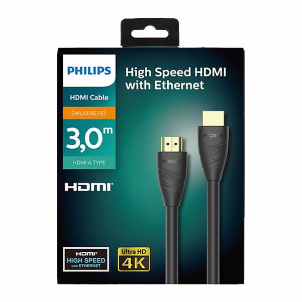 Philips SWL6118/93 4K 3,0 mt Altın Uçlu Kutulu High Speed HDMI Görüntü Kablosu