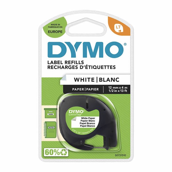 Dymo 59421 12mmX4mt Beyaz LetraTag Kağıt Şerit