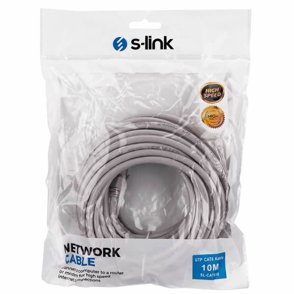 S-Link SL-Cat610 10 mt Cat6 Gri Utp Patch Kablo