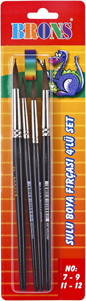 Brons BR-617 145 Serisi No:7-9-11-12 4 lü Suluboya Fırça Seti
