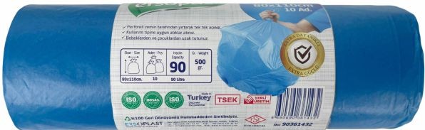 Ersopack 80x110cm 500gr Mavi Jumbo Çöp Torbası