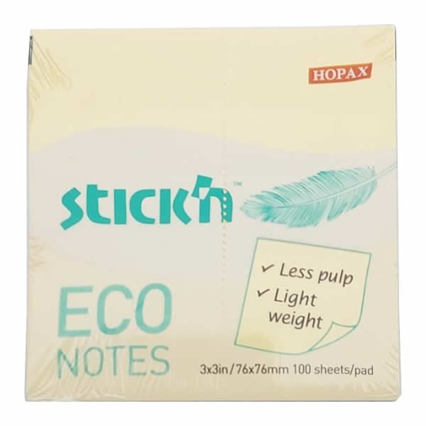 Gıpta Stickn Eco Notes 76x76 100 Yaprak Pastel Sarı Yapışkanlı Not Kağıdı