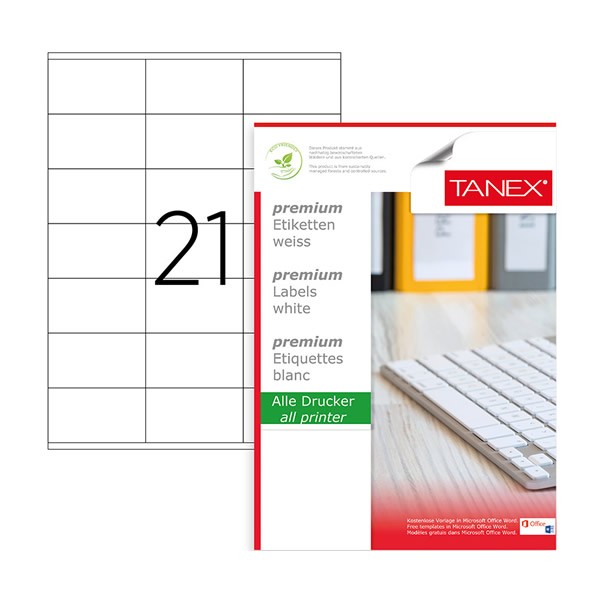 Tanex TW-2141 70x41mm 100 lü Lazer Etiket