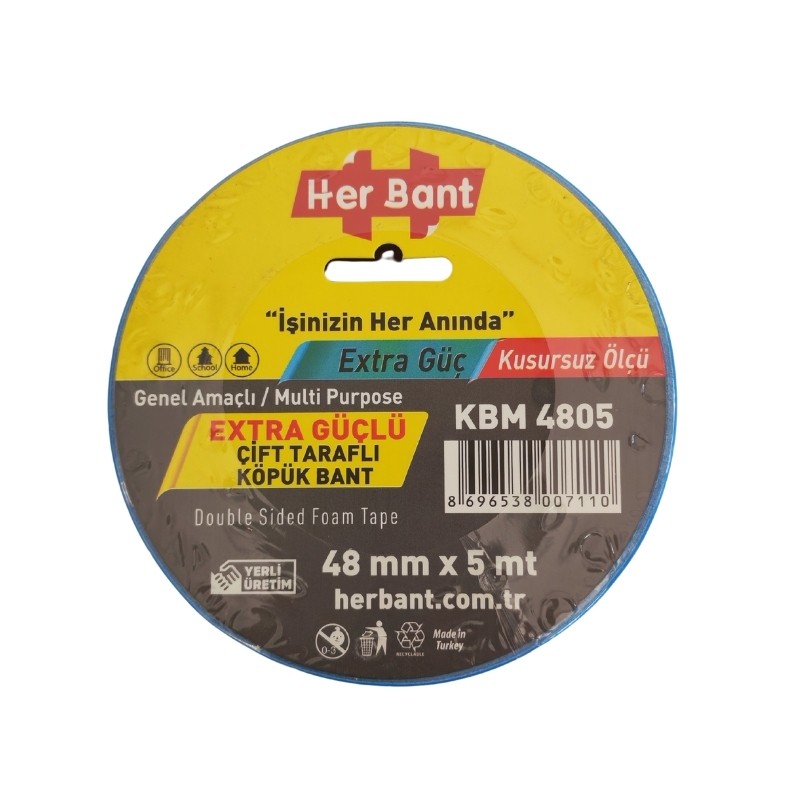 HERBANT 48MM X 5MT ÇİFT TARAFLI KÖPÜK BANT MAVİ SOLVENTLİ