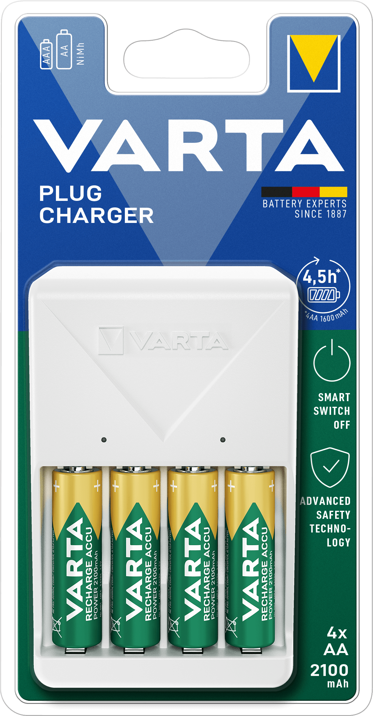 Varta 4x2100mAH AA Pil Hediyeli Plug Şarj Aleti