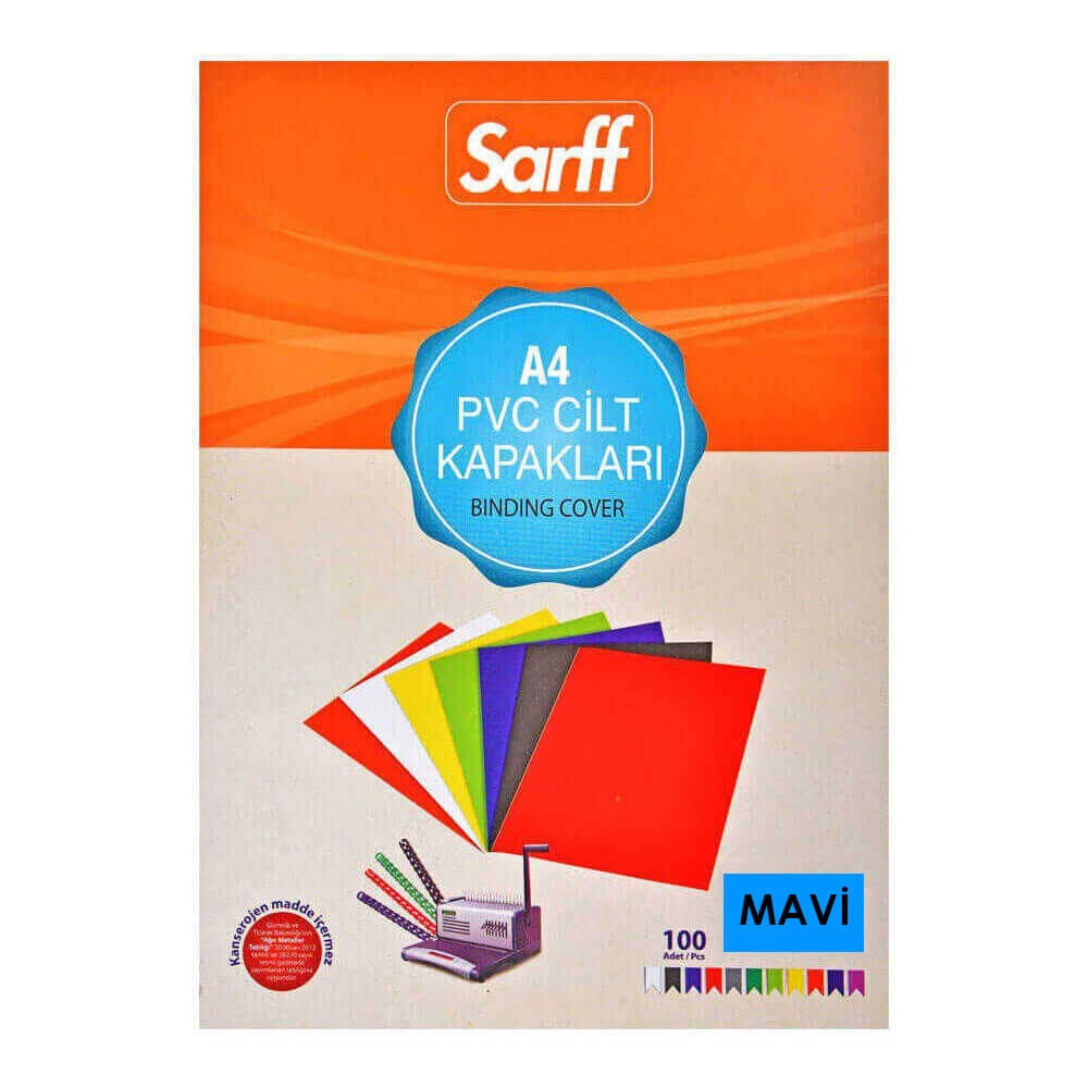 Sarff 15201014 A4 100 Adet Pvc Mavi Cilt Kapağı