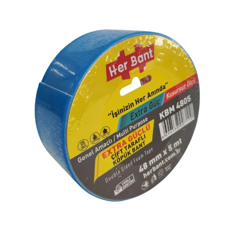 HERBANT 48MM X 5MT ÇİFT TARAFLI KÖPÜK BANT MAVİ SOLVENTLİ