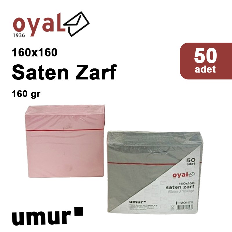 Oyal 160x160 160gr 50li Füme Saten Zarf