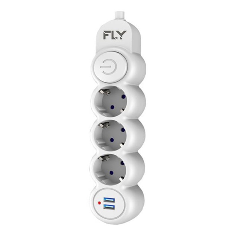 Fly 3393-01 3lü 2mt 2.1A Anahtarlı 2Usb Şarj Çıkışlı Akım Korumalı 2500w