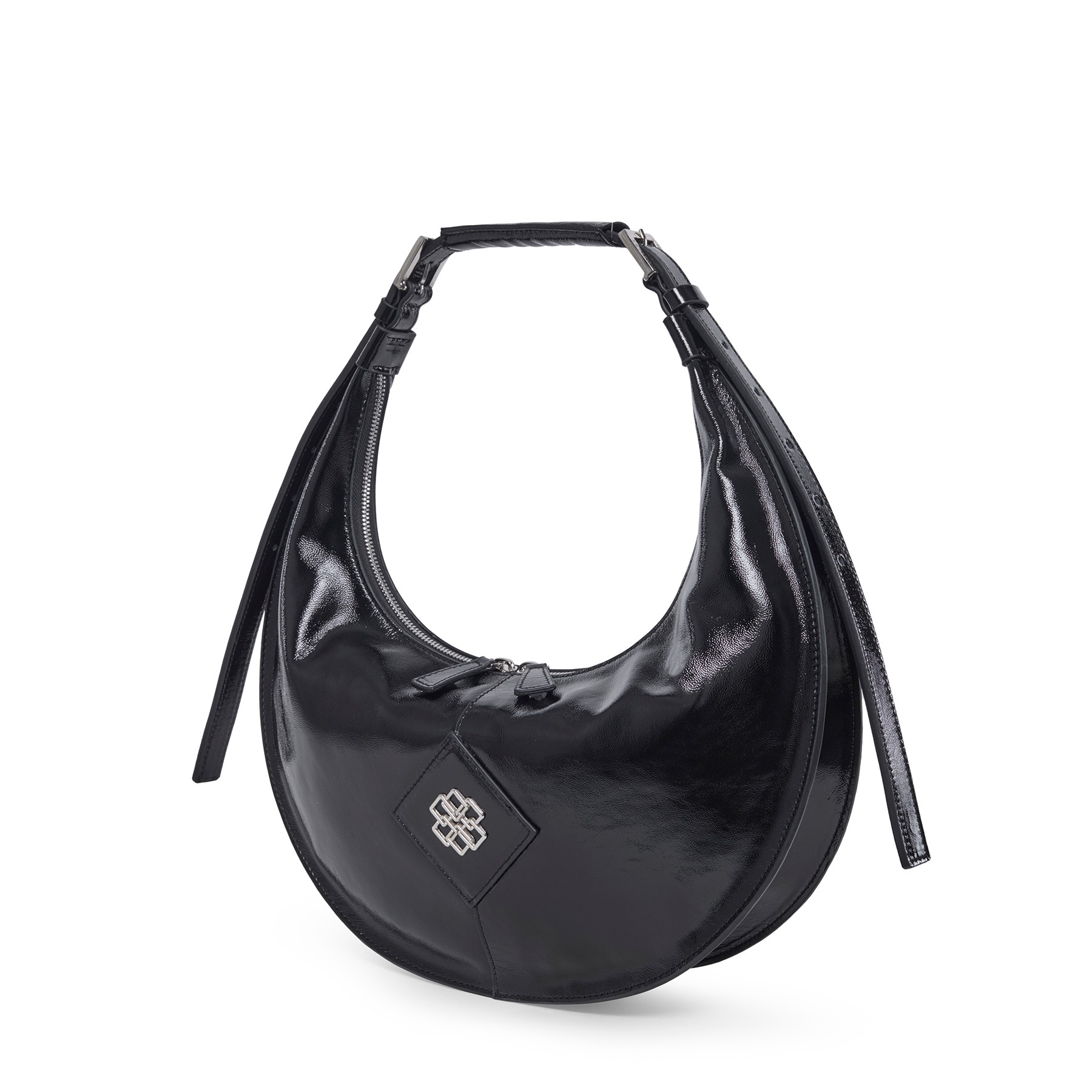 Hobo Shoulder Bag - Black Crinkle